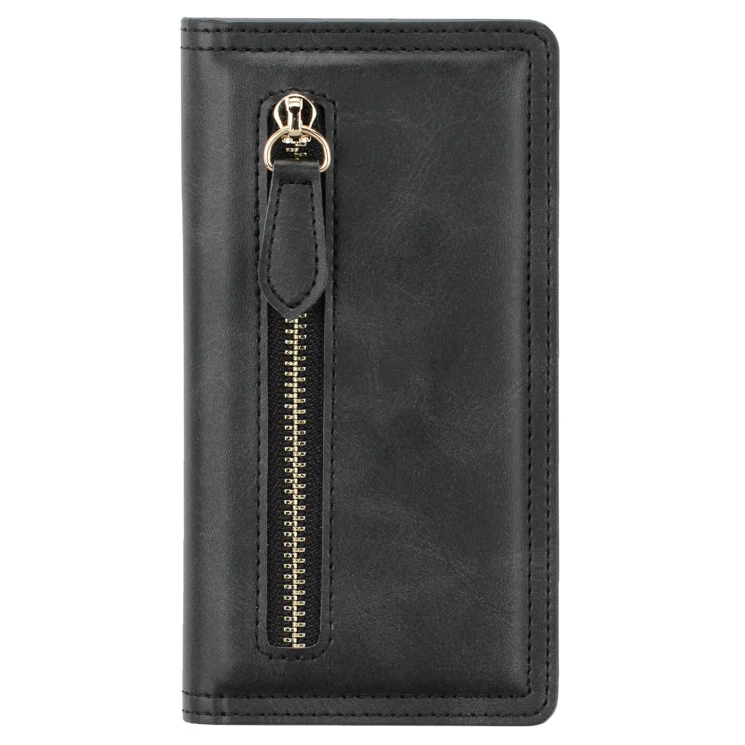 Zipper Pocket Wallet Leather Phone Cover Casing for Samsung Galaxy S20 4G/S20 5G - Black