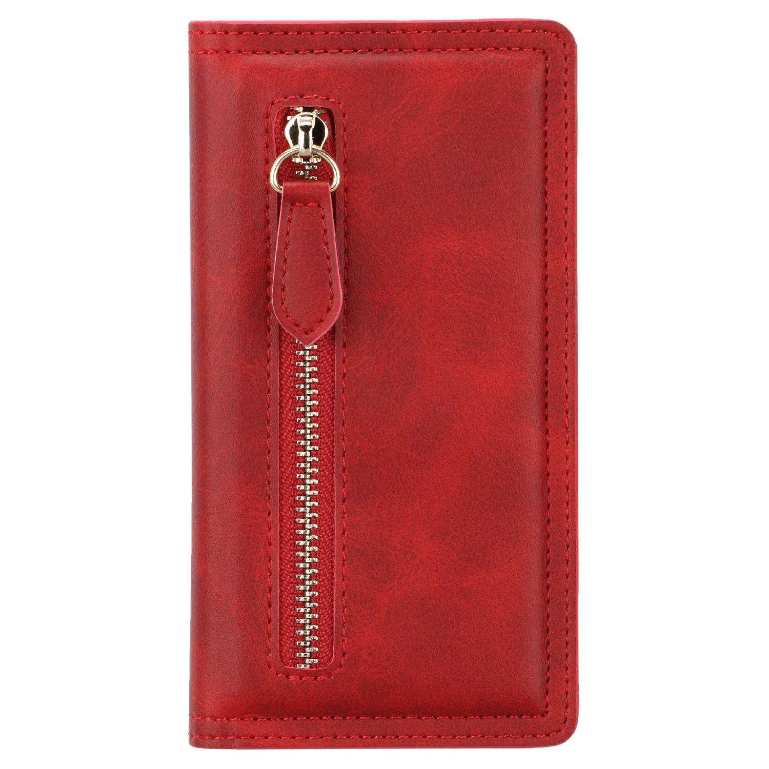 Zipper Pocket Wallet Leather Phone Cover Casing for Samsung Galaxy S20 4G/S20 5G - Red