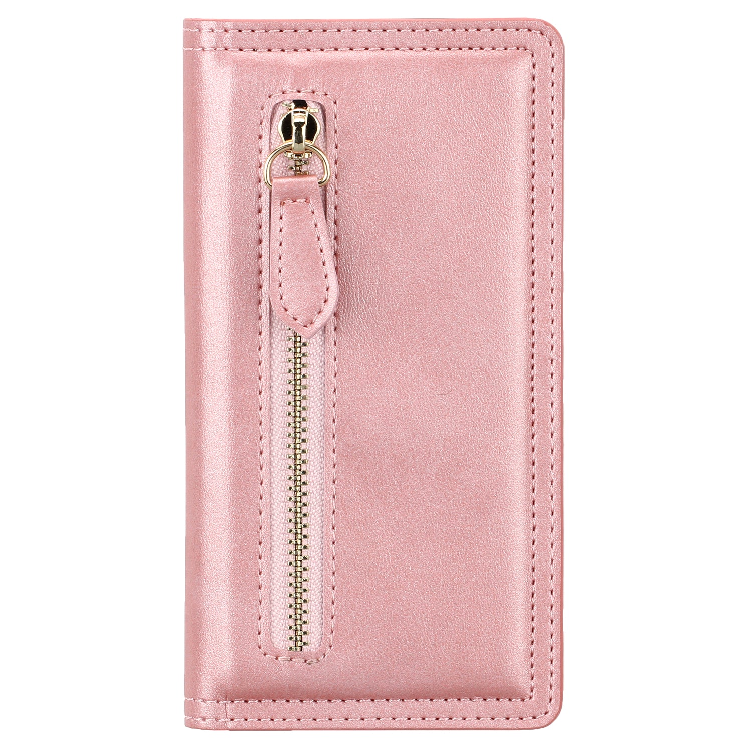 Zipper Pocket Wallet Leather Phone Cover Casing for Samsung Galaxy S20 4G/S20 5G - Rose Gold