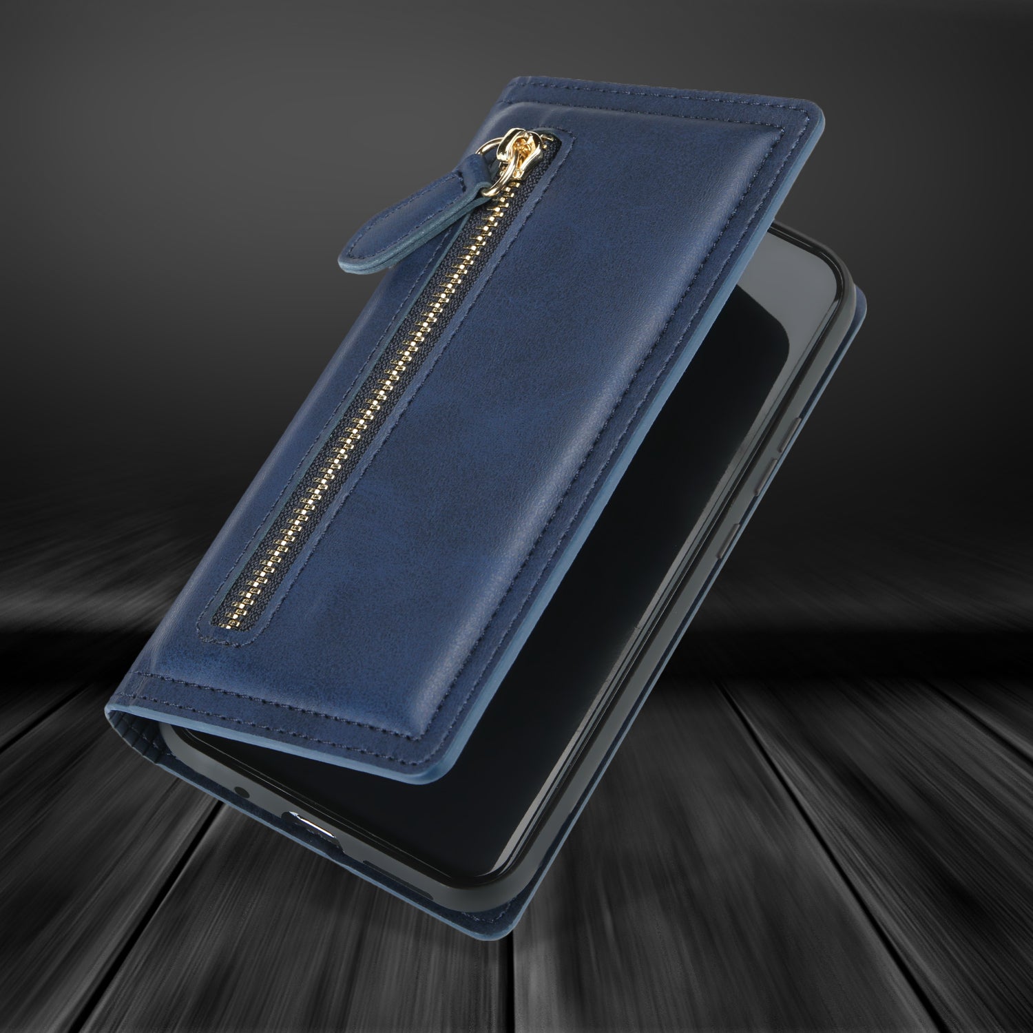 Zipper Pocket Wallet Leather Phone Cover Casing for Samsung Galaxy S20 4G/S20 5G - Blue