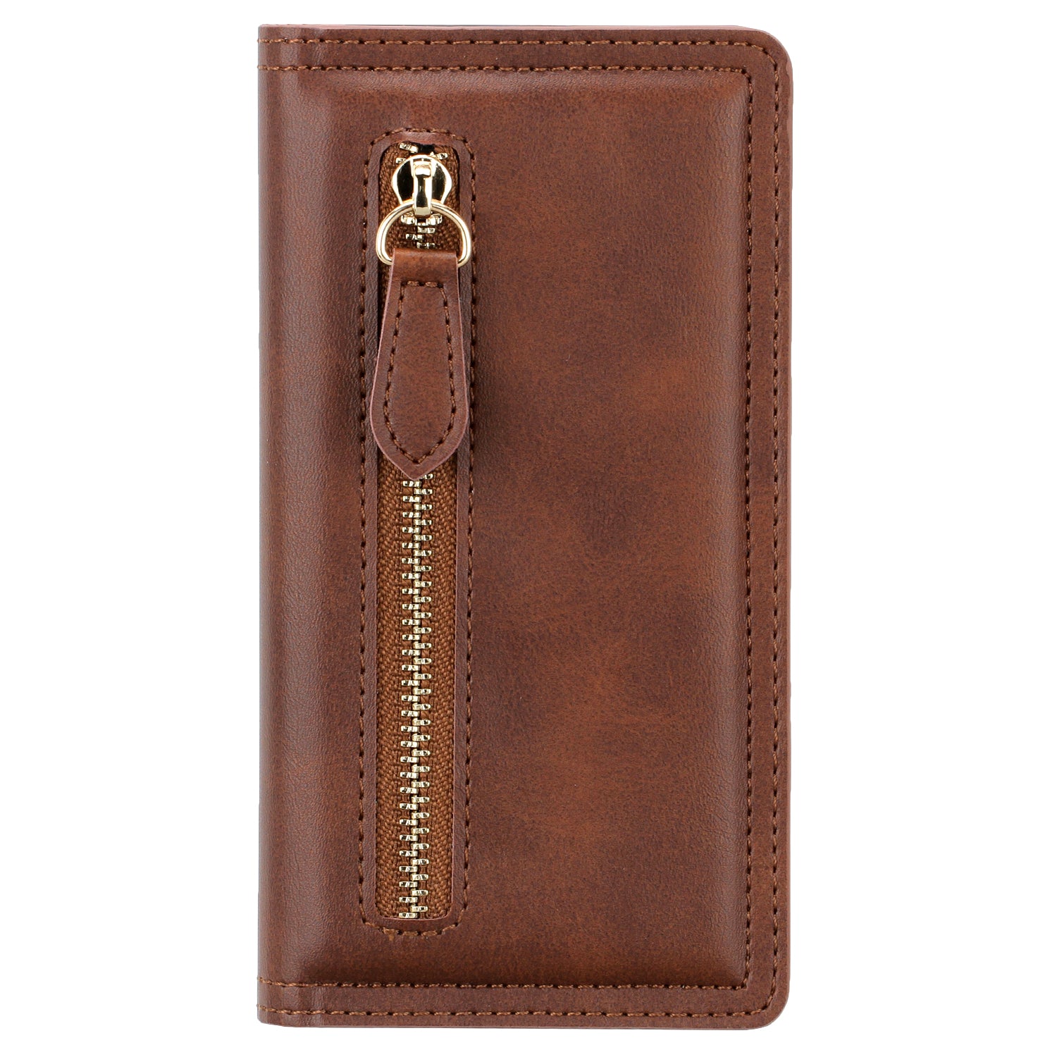 Zipper Pocket Wallet Leather Phone Cover Casing for Samsung Galaxy S20 4G/S20 5G - Coffee