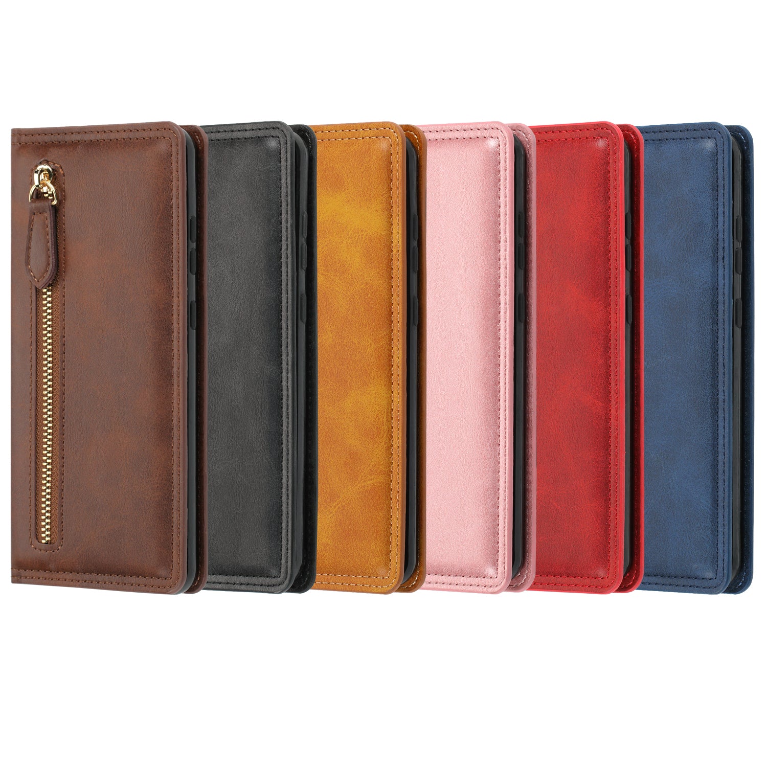 Zipper Pocket Wallet Leather Phone Cover Casing for Samsung Galaxy S20 4G/S20 5G - Coffee