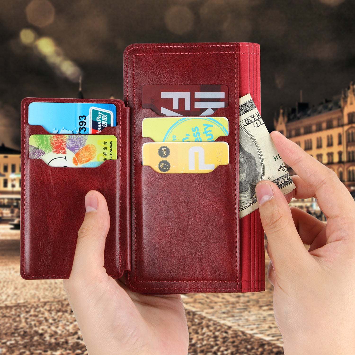 Zipper Pocket Wallet Leather Phone Cover Casing for Samsung Galaxy S20 Plus / S20 Plus 5G - Red