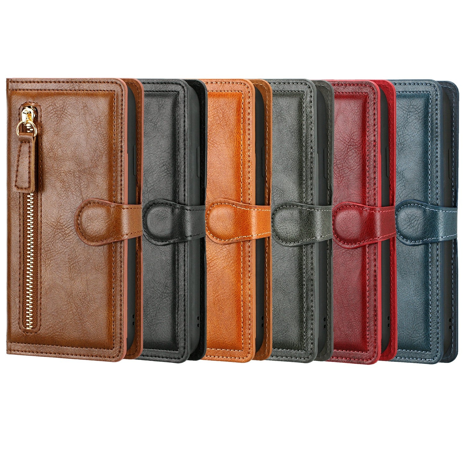 Zipper Pocket Wallet Leather Phone Cover Casing for Samsung Galaxy S20 Plus / S20 Plus 5G - Coffee