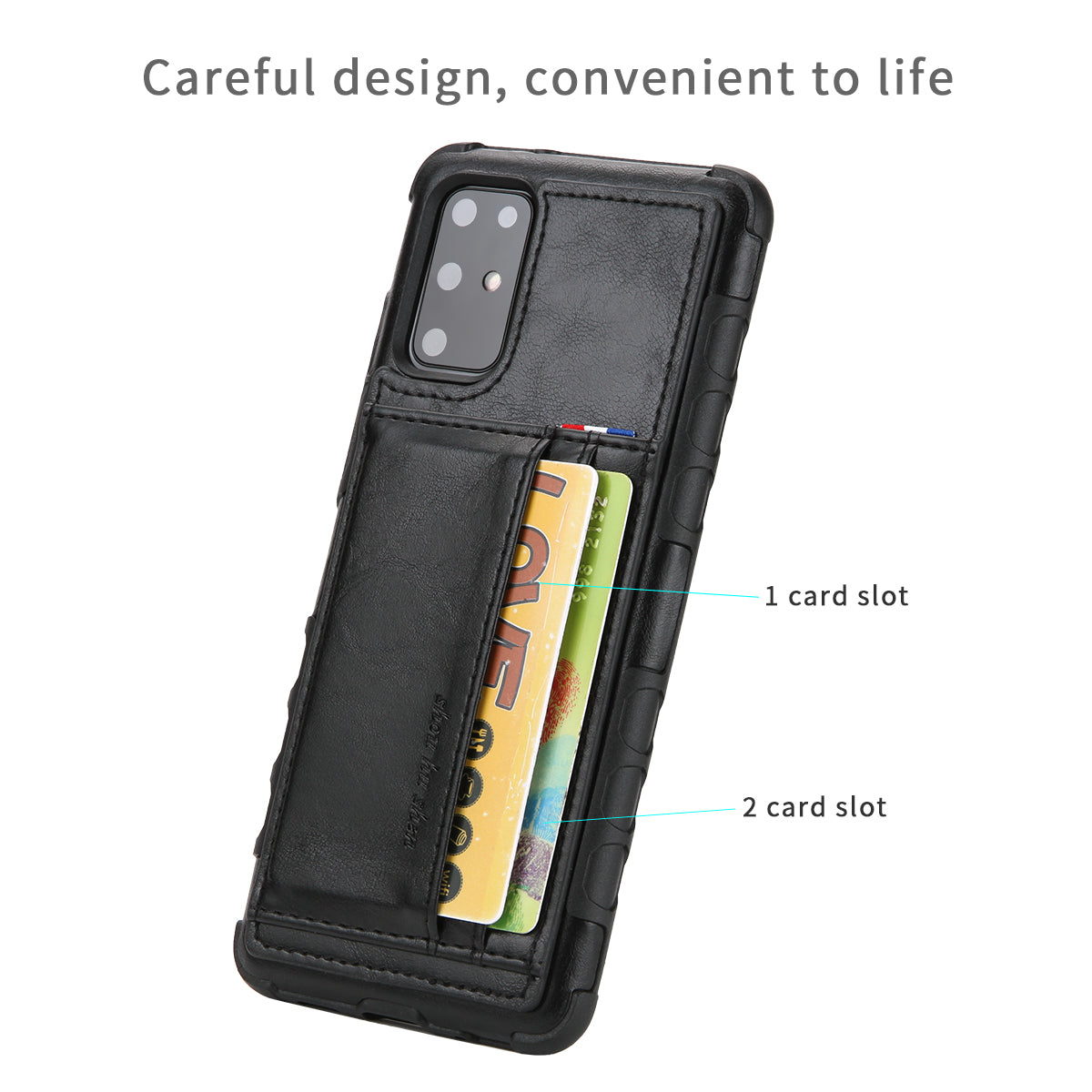 SHOUHUSHEN for Samsung Galaxy S20 Plus/S20 Plus 5G Cover PU Leather+PC Hard Case with Card Slots - Black