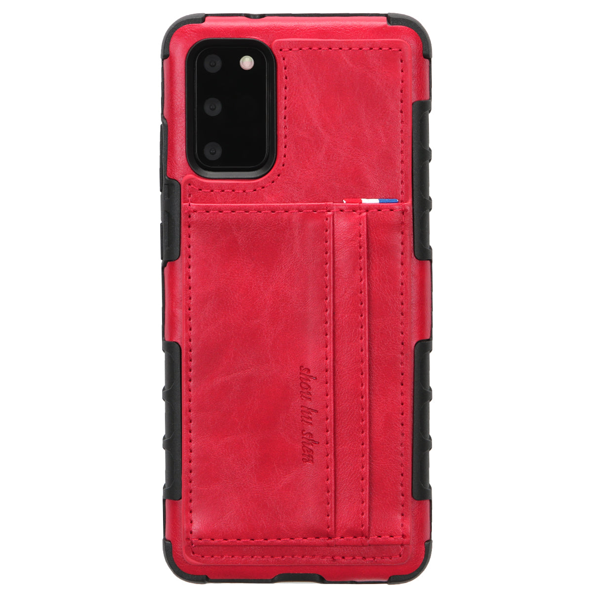 SHOUHUSHEN Cover PU Leather+PC Hard Case with Card Slots for Samsung Galaxy S20 4G/S20 5G - Red