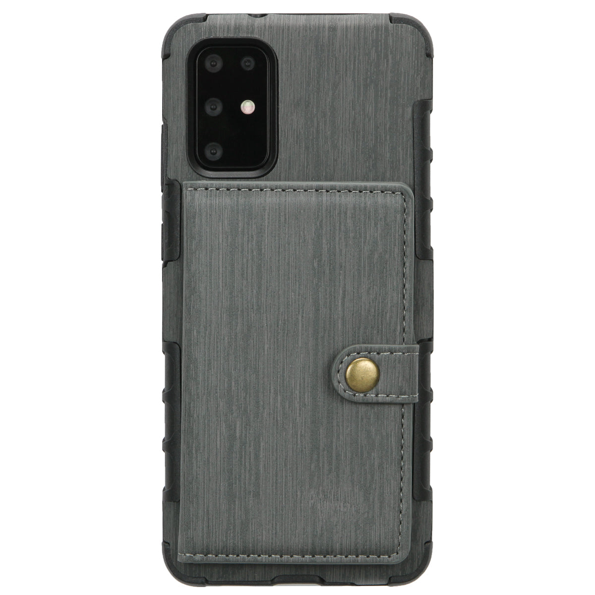 Brushed PU Leather Coated PC TPU Cover (Built-in Magnetic Holder Metal Sheet) for Samsung Galaxy S20 Plus - Grey