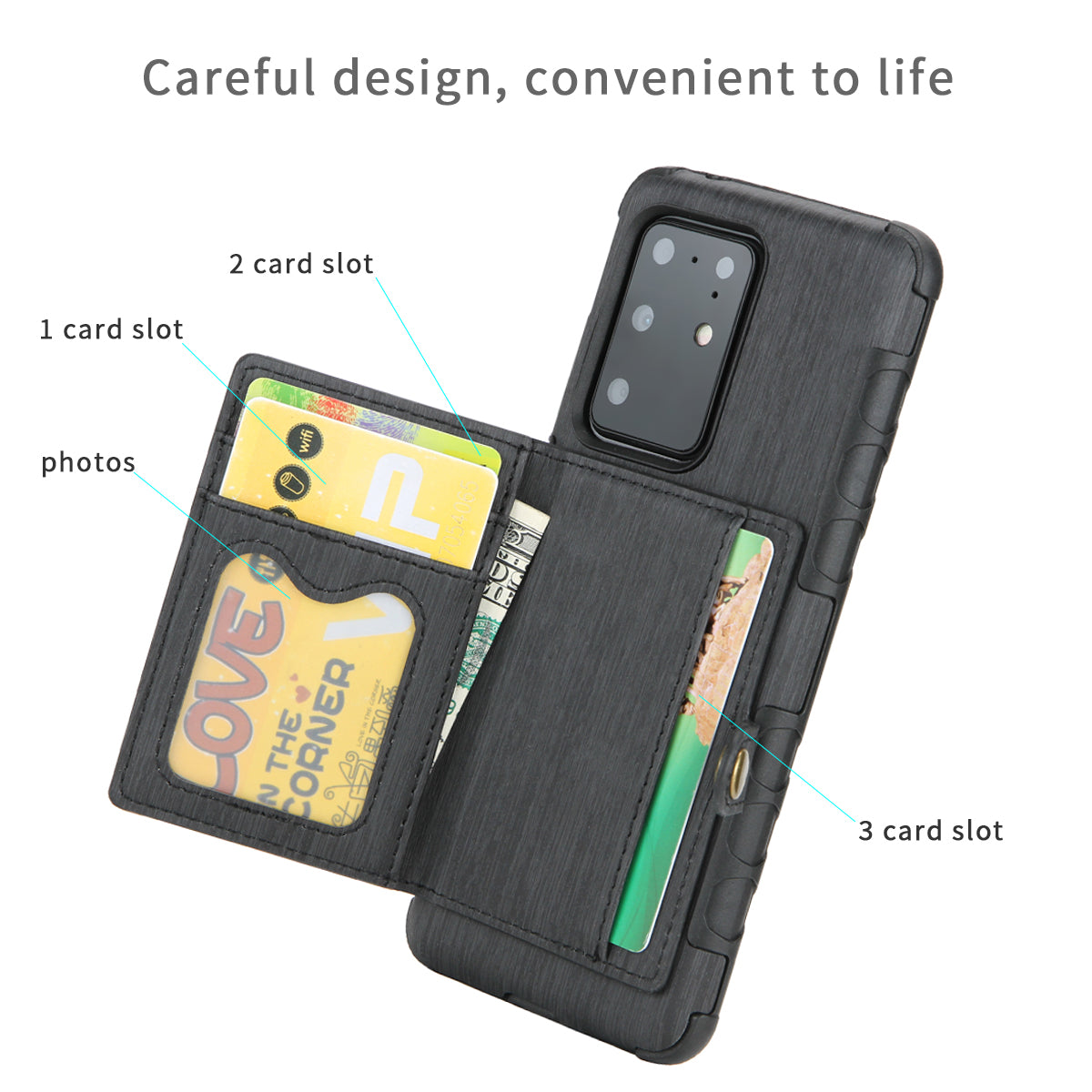 SHOUHUSHEN Cover PU Leather Coated Hard PC Case for Samsung Galaxy S20 Ultra - Black