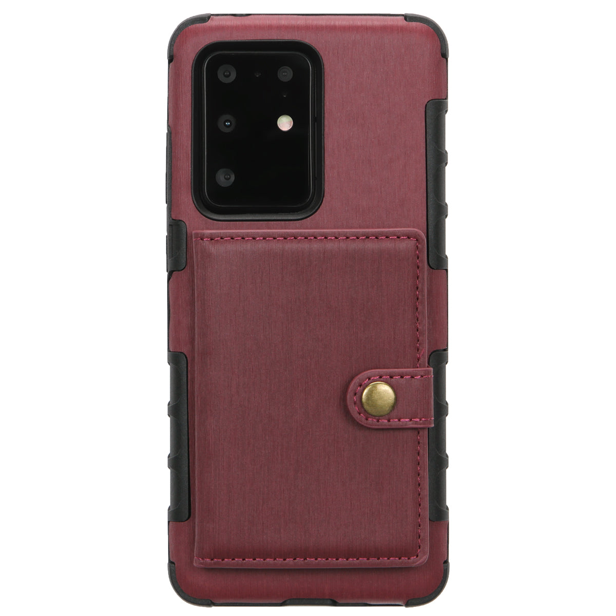 SHOUHUSHEN Cover PU Leather Coated Hard PC Case for Samsung Galaxy S20 Ultra - Wine Red