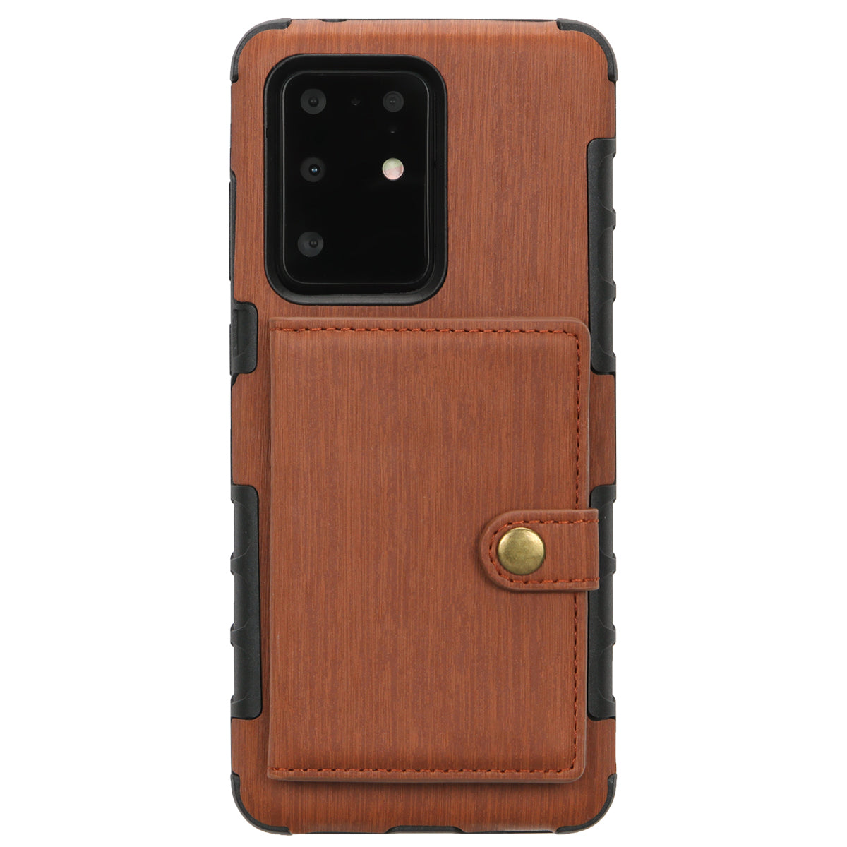 SHOUHUSHEN Cover PU Leather Coated Hard PC Case for Samsung Galaxy S20 Ultra - Brown