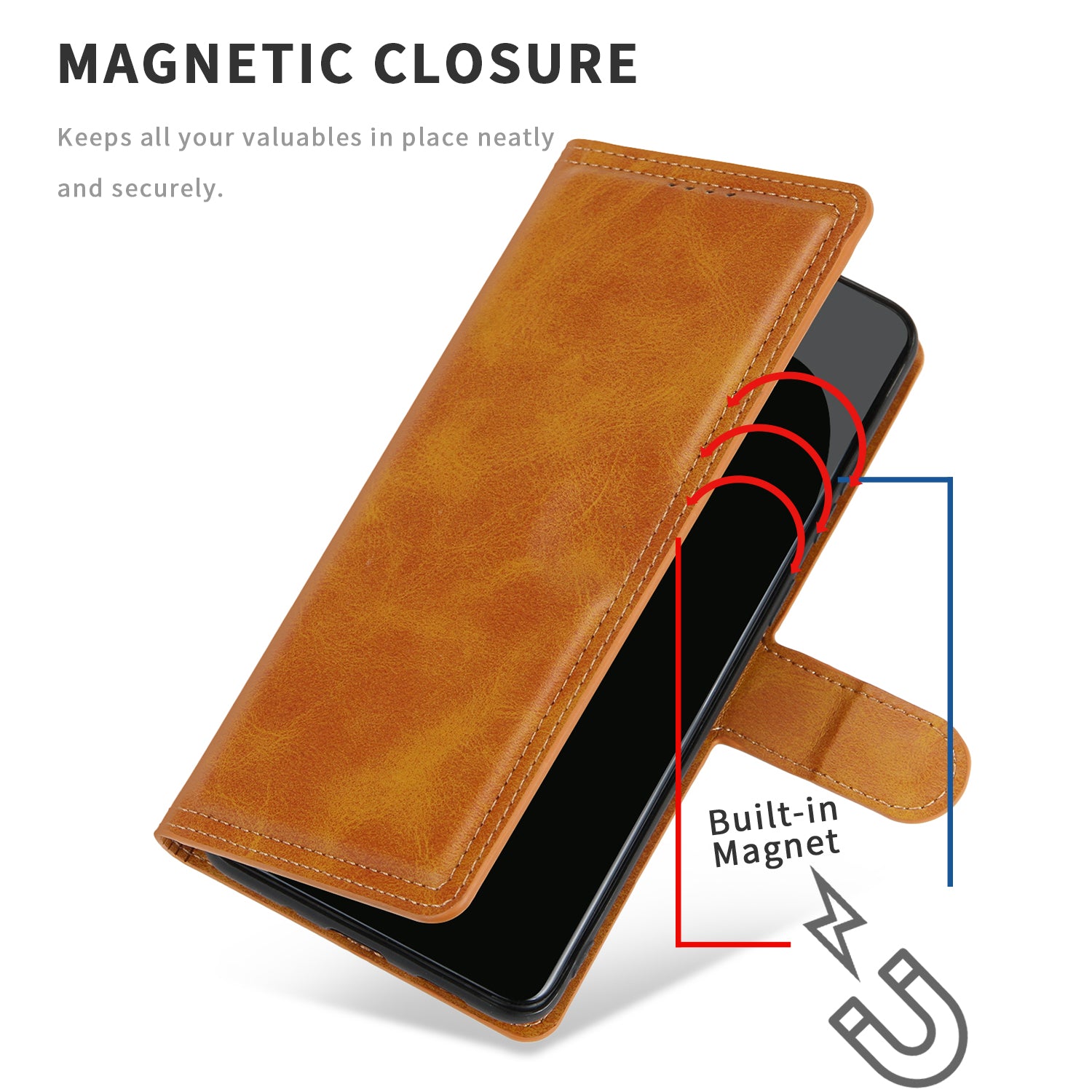 Auto-absorbed Wallet Leather Phone Cover Case [Support Wireless Charging] for Samsung Galaxy S20 Plus 4G/5G - Brown