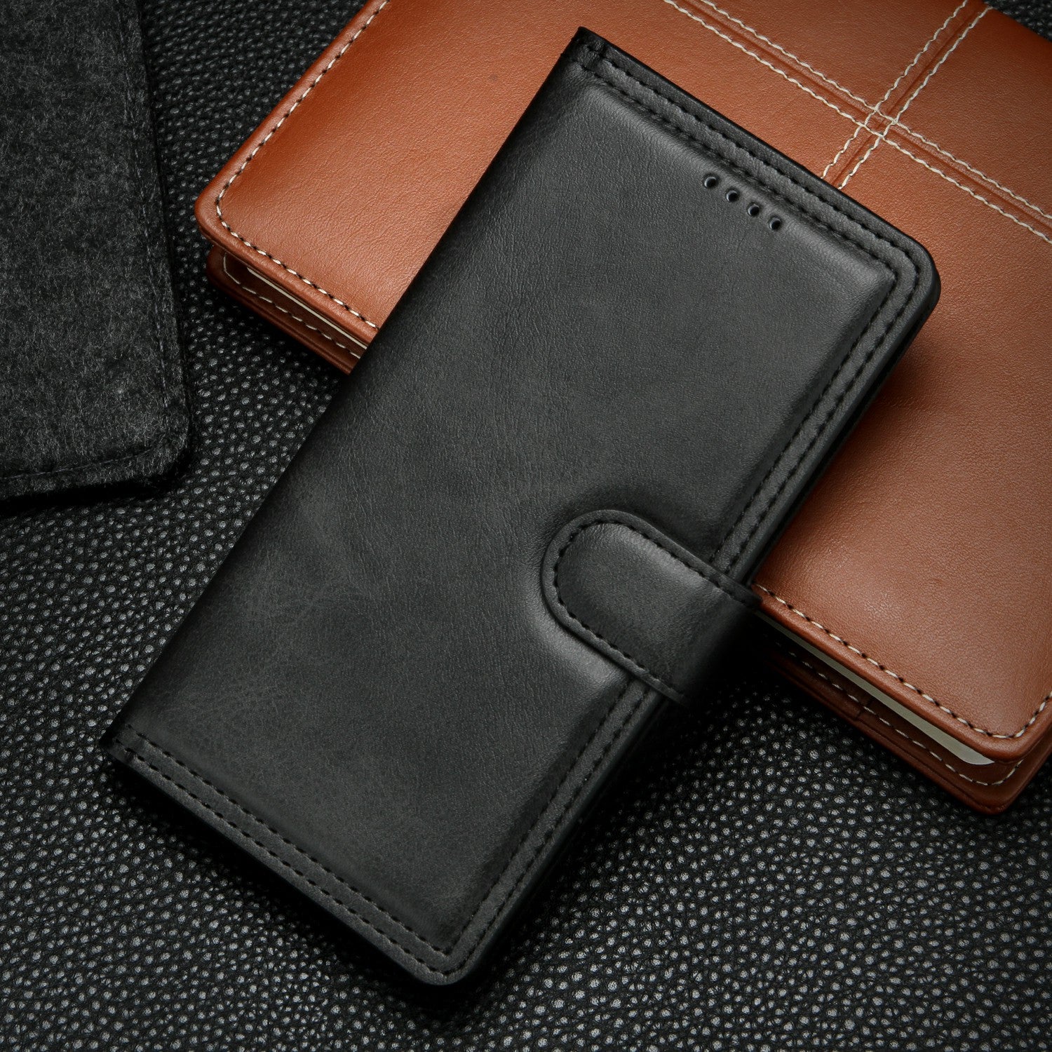 Auto-absorbed Wallet Leather Phone Cover Case [Support Wireless Charging] for Samsung Galaxy S20 Plus 4G/5G - Black