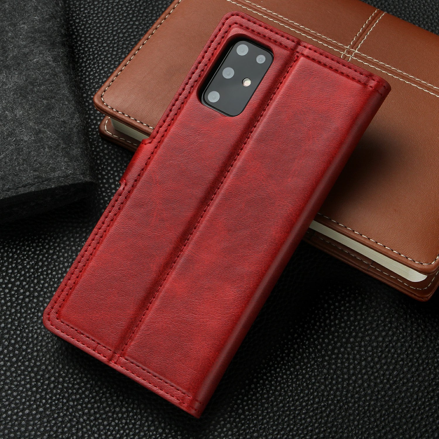 Auto-absorbed Wallet Leather Phone Cover Case [Support Wireless Charging] for Samsung Galaxy S20 Plus 4G/5G - Red