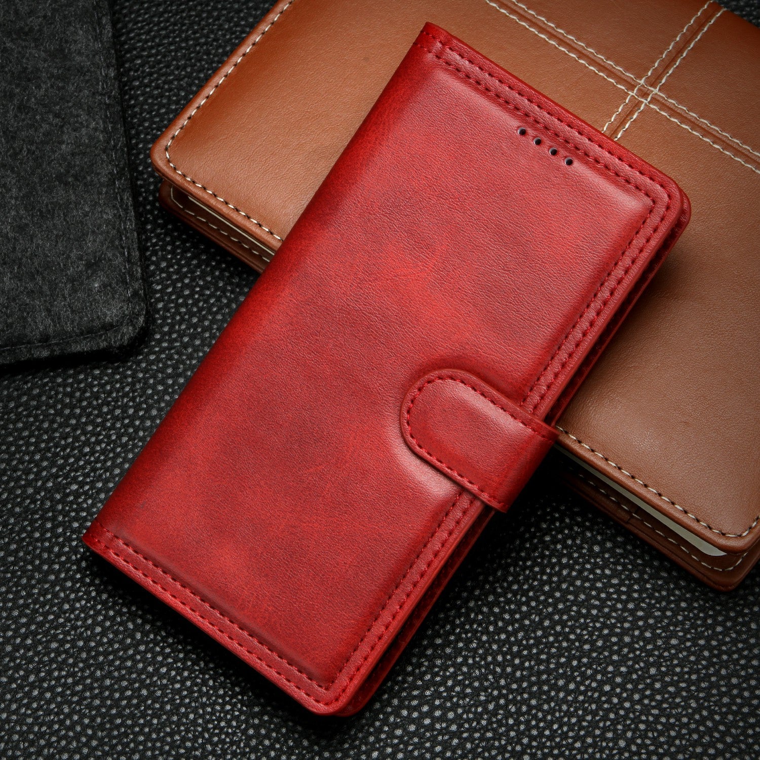 Auto-absorbed Wallet Leather Phone Cover Case [Support Wireless Charging] for Samsung Galaxy S20 Plus 4G/5G - Red