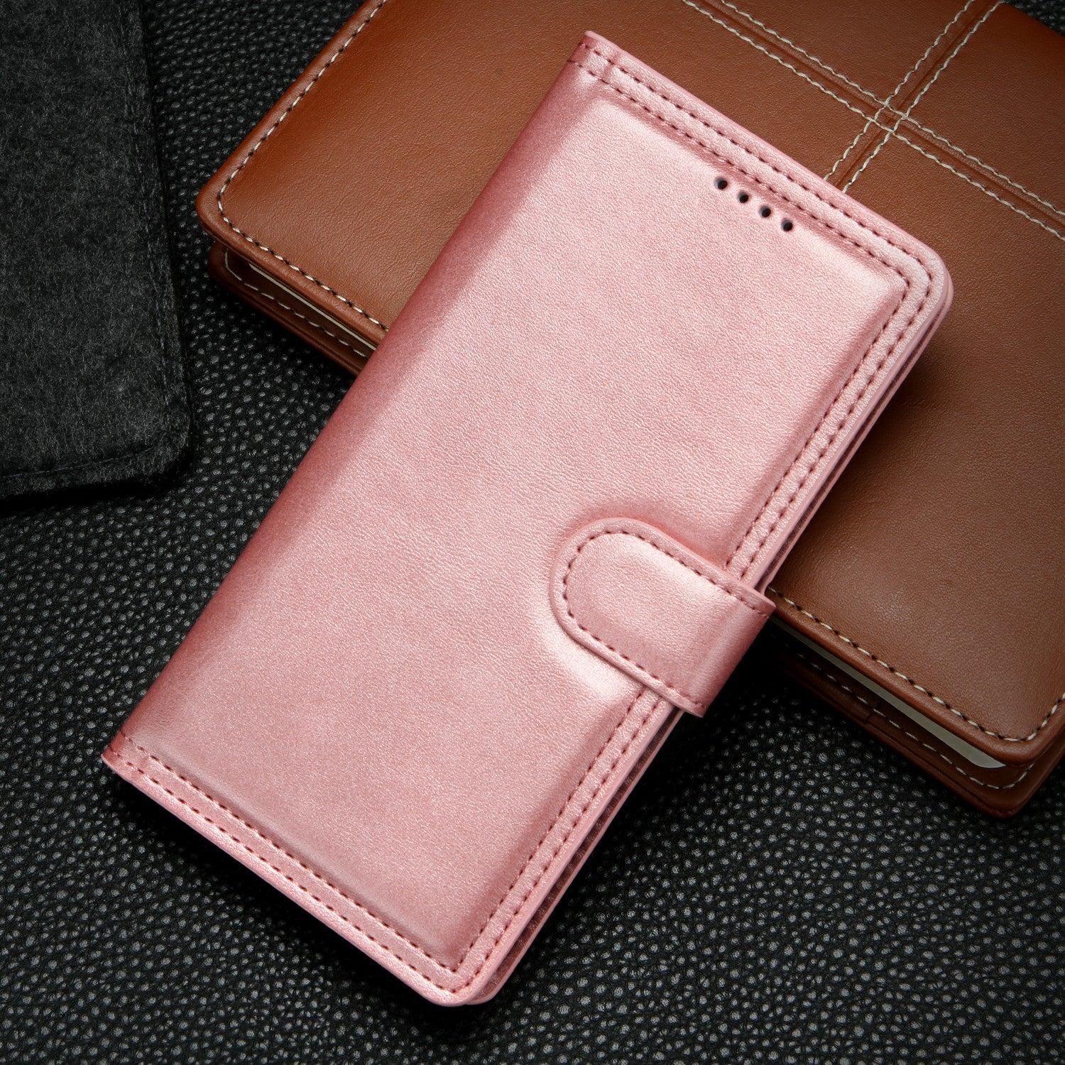 Auto-absorbed Wallet Leather Phone Cover Case [Support Wireless Charging] for Samsung Galaxy S20 Plus 4G/5G - Rose Gold