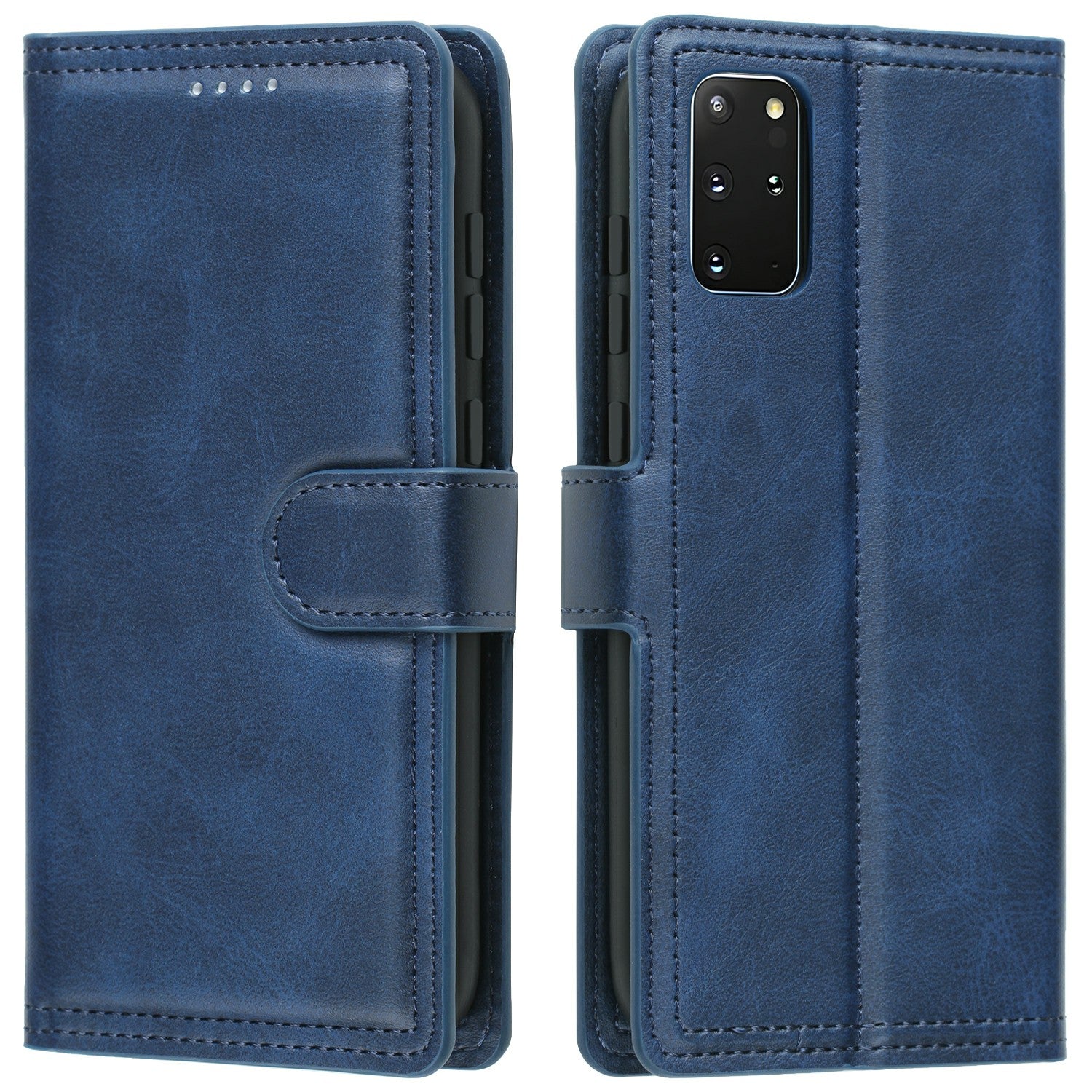 Auto-absorbed Wallet Leather Phone Cover Case [Support Wireless Charging] for Samsung Galaxy S20 Plus 4G/5G - Blue