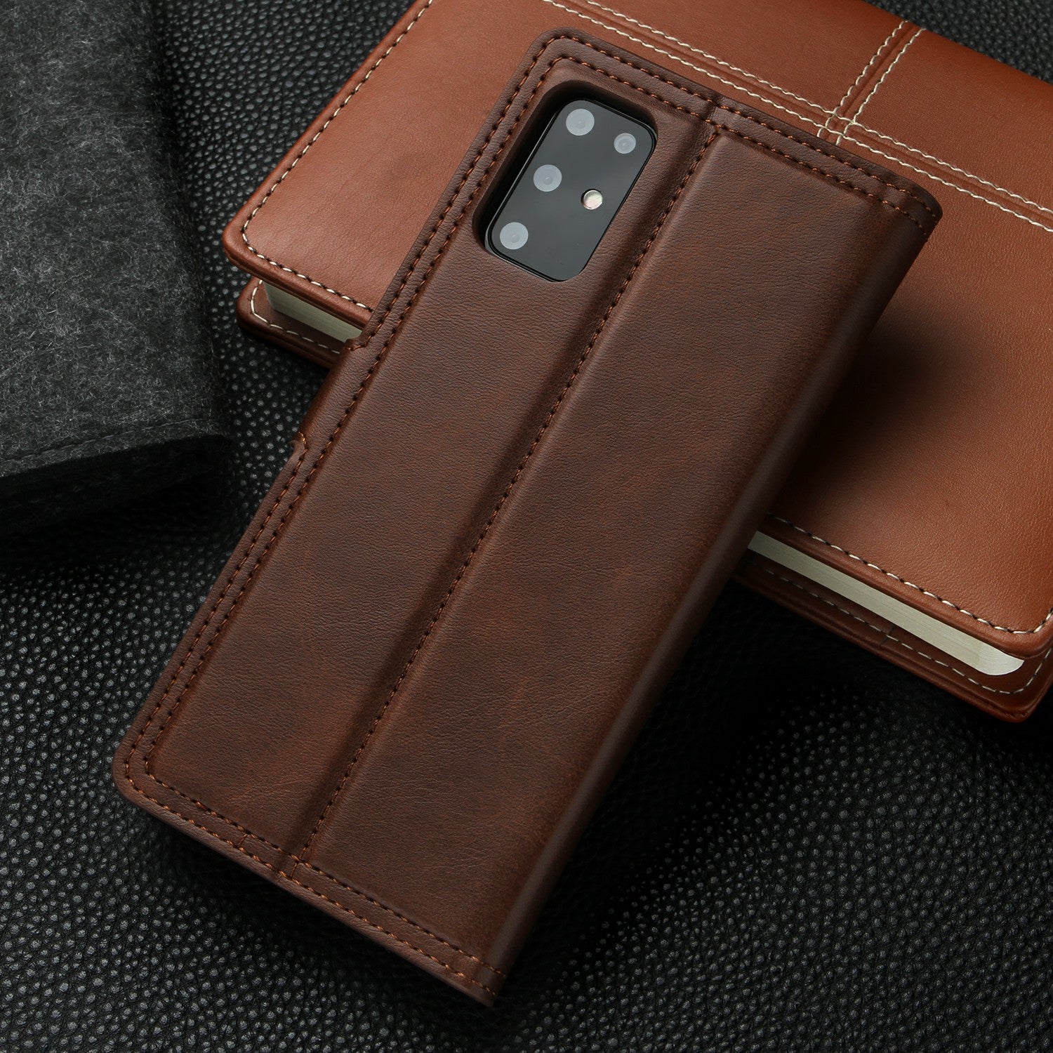 Auto-absorbed Wallet Leather Phone Cover Case [Support Wireless Charging] for Samsung Galaxy S20 Plus 4G/5G - Coffee