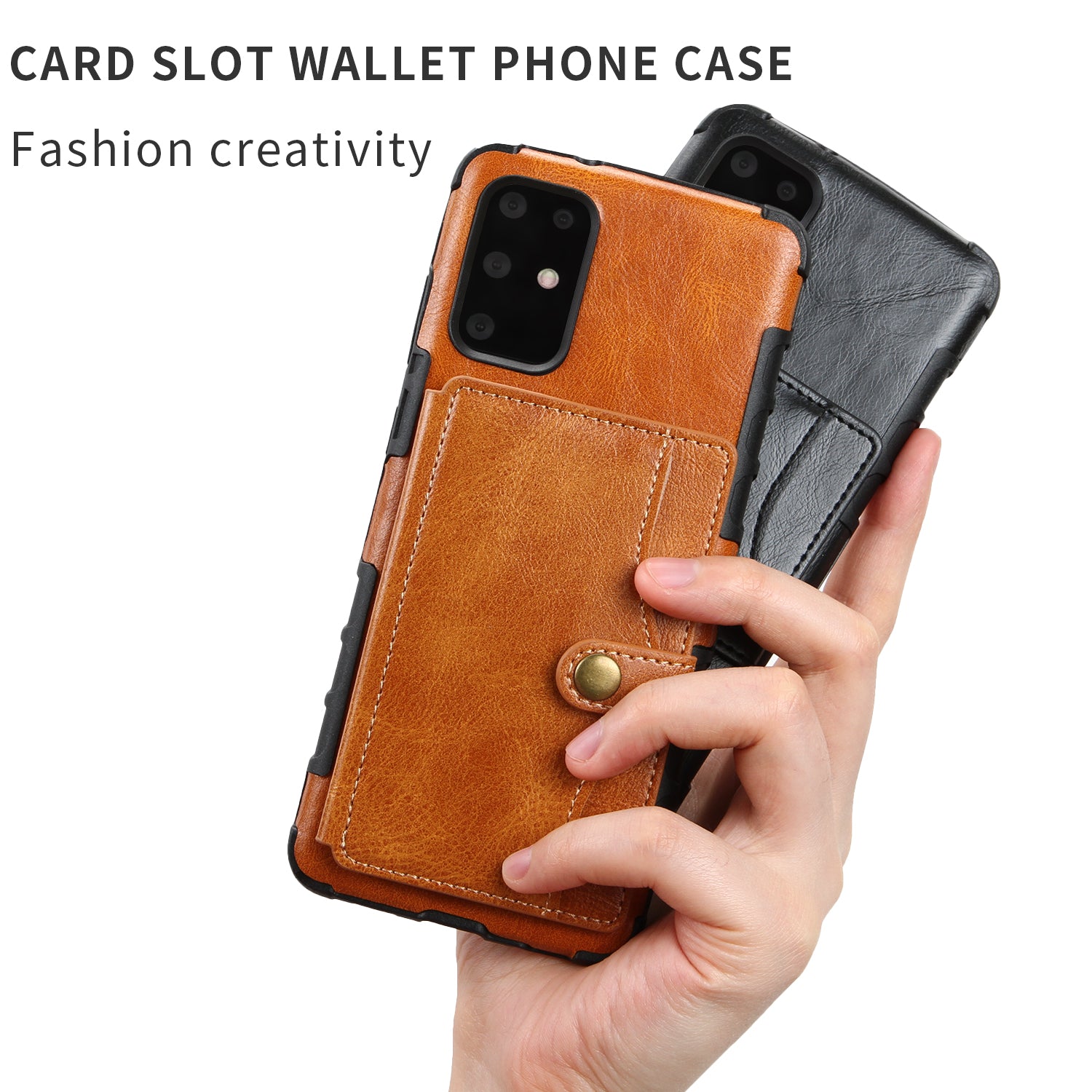 SHOUHUSHEN Retro Style Card Slots PU Leather Coated Hard PC Case for Samsung Galaxy S20 Plus - Brown