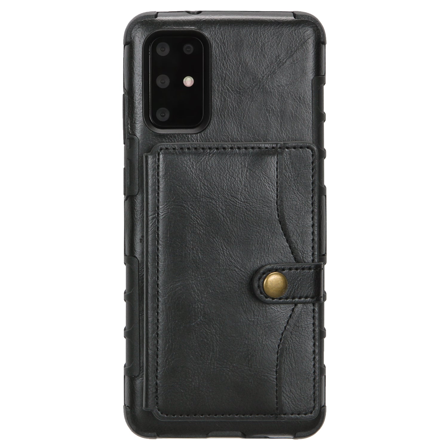 SHOUHUSHEN Retro Style Card Slots PU Leather Coated Hard PC Case for Samsung Galaxy S20 Plus - Black