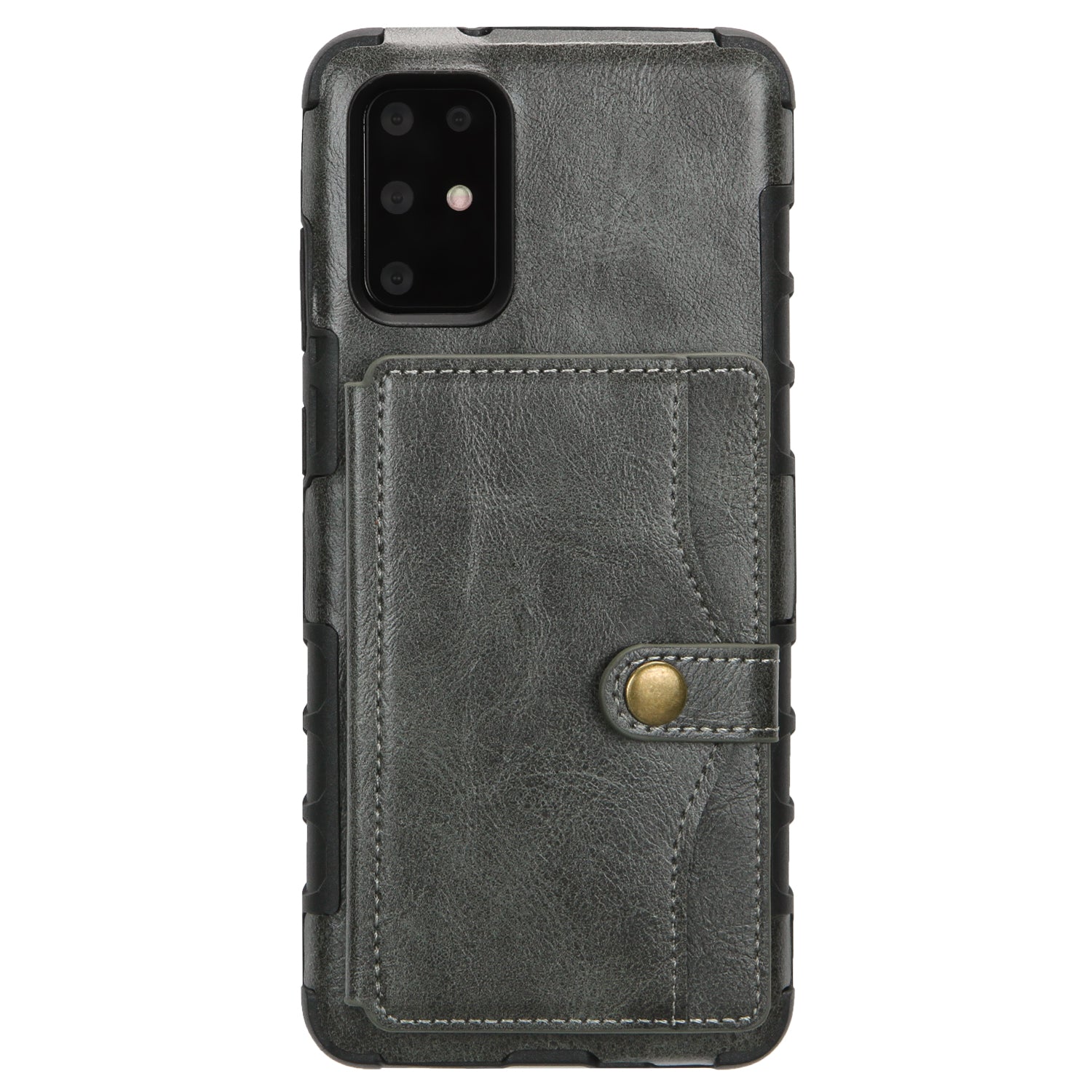 SHOUHUSHEN Retro Style Card Slots PU Leather Coated Hard PC Case for Samsung Galaxy S20 Plus - Grey