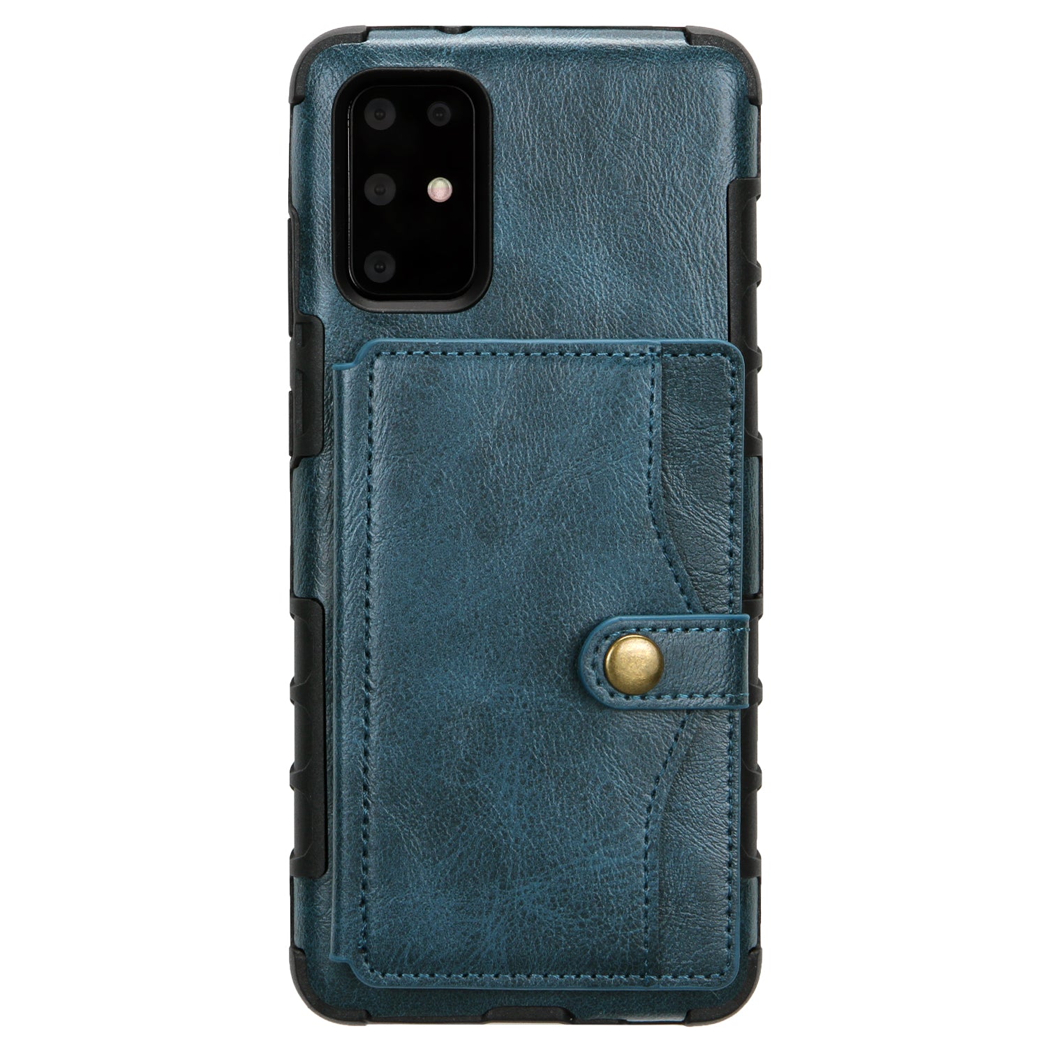 SHOUHUSHEN Retro Style Card Slots PU Leather Coated Hard PC Case for Samsung Galaxy S20 Plus - Blue