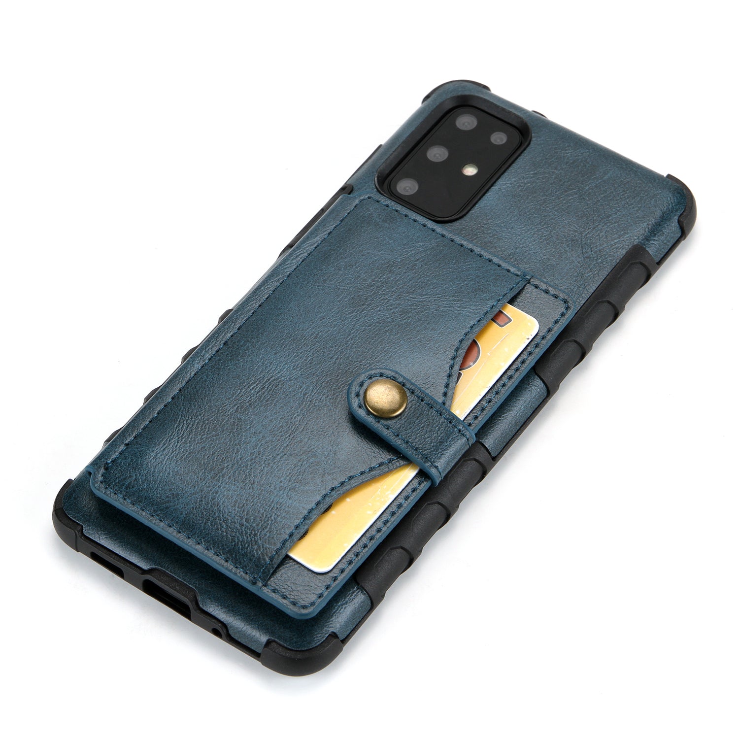 SHOUHUSHEN Retro Style Card Slots PU Leather Coated Hard PC Case for Samsung Galaxy S20 Plus - Blue