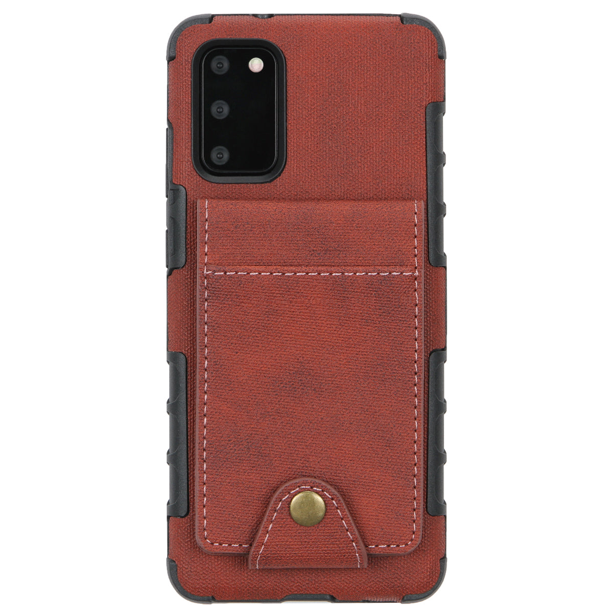 SHOUHUSHEN Leather Coated TPU Card Holder Case for Samsung Galaxy S20 4G/S20 5G - Brown