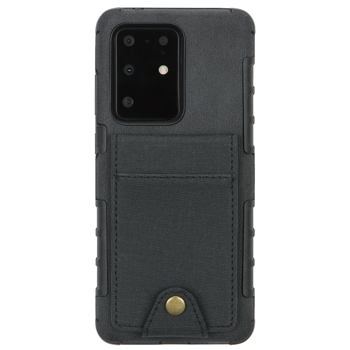 SHOUHUSHEN Leather Coated TPU Shell Case with Card Slots for Samsung Galaxy S20 Ultra - Black