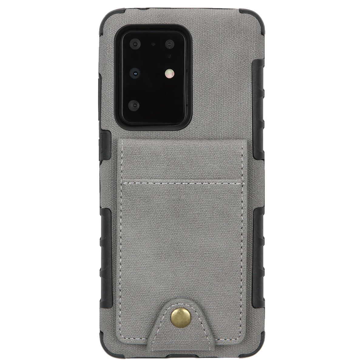 SHOUHUSHEN Leather Coated TPU Shell Case with Card Slots for Samsung Galaxy S20 Ultra - Grey