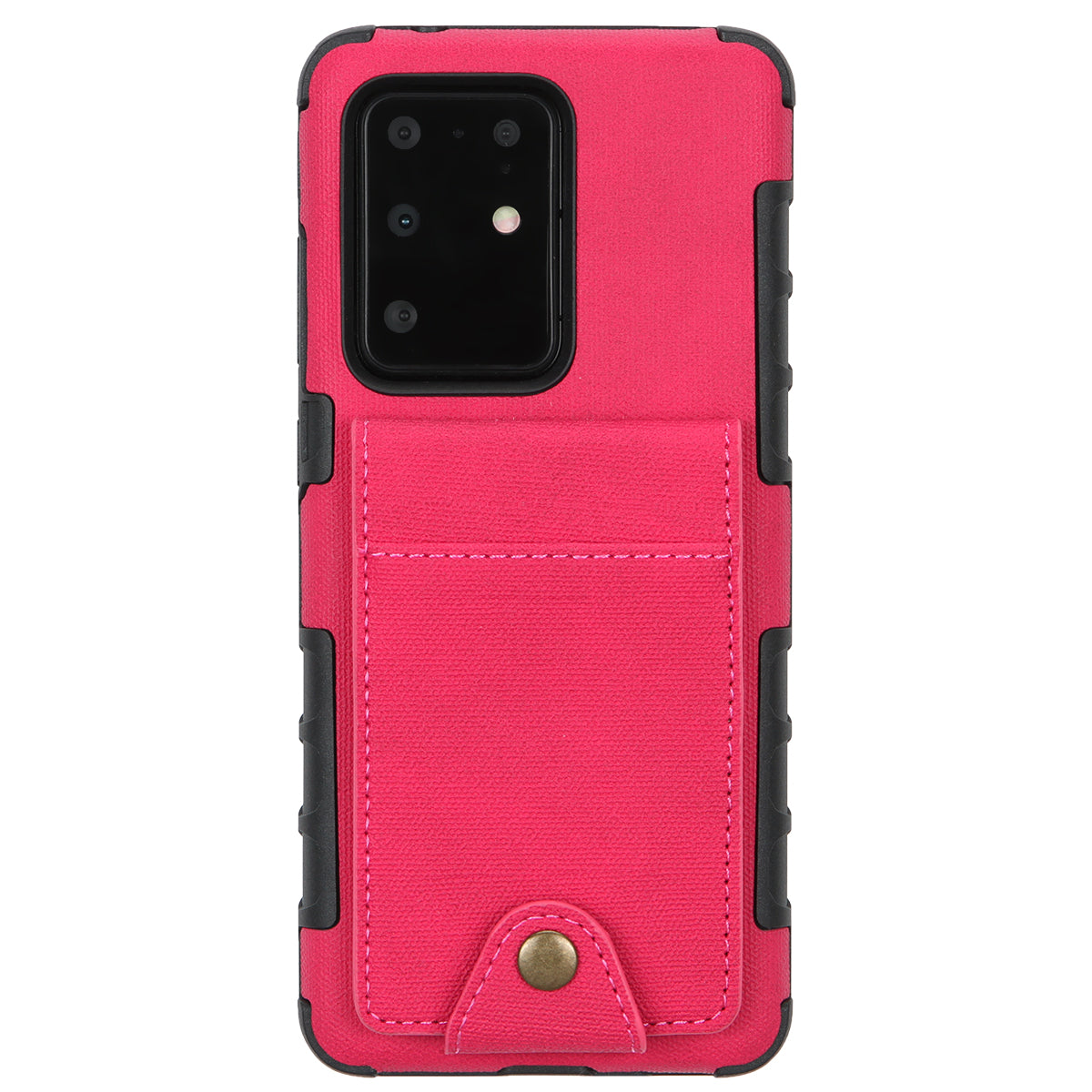 SHOUHUSHEN Leather Coated TPU Shell Case with Card Slots for Samsung Galaxy S20 Ultra - Rose