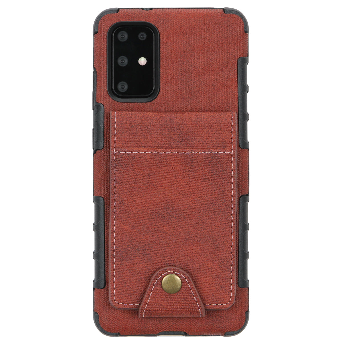 SHOUHUSHEN Leather Coated TPU Case with Card Slots for Samsung Galaxy S20 Plus - Brown