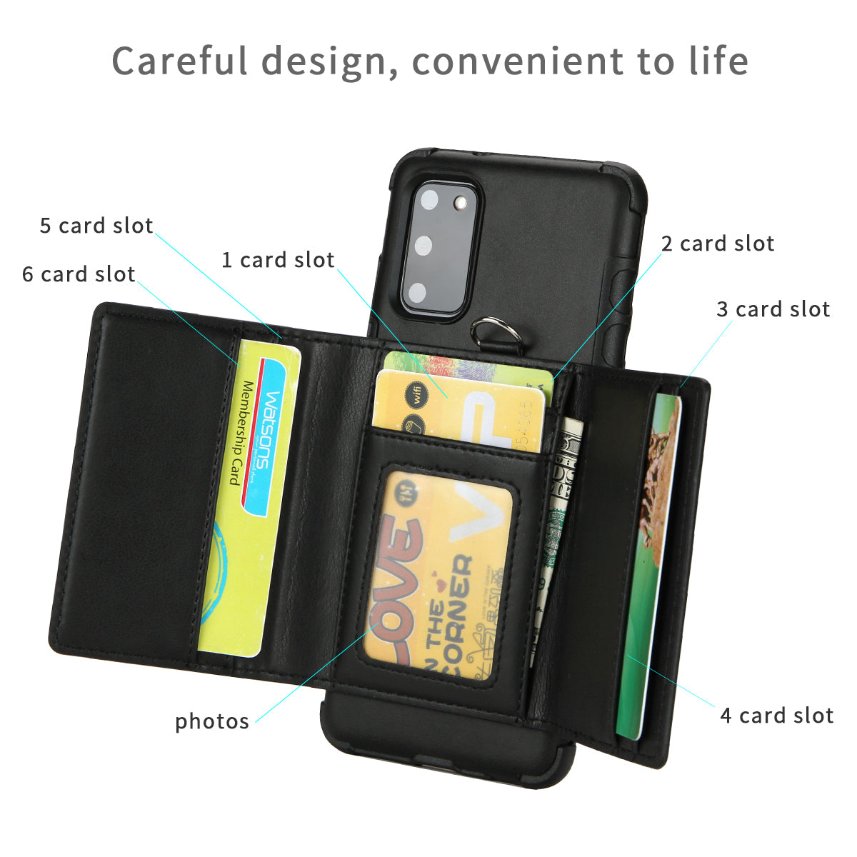 SHOUHUSHEN PU Leather Coated PC TPU Combo Shell for Samsung Galaxy S20 4G/S20 5G - Black