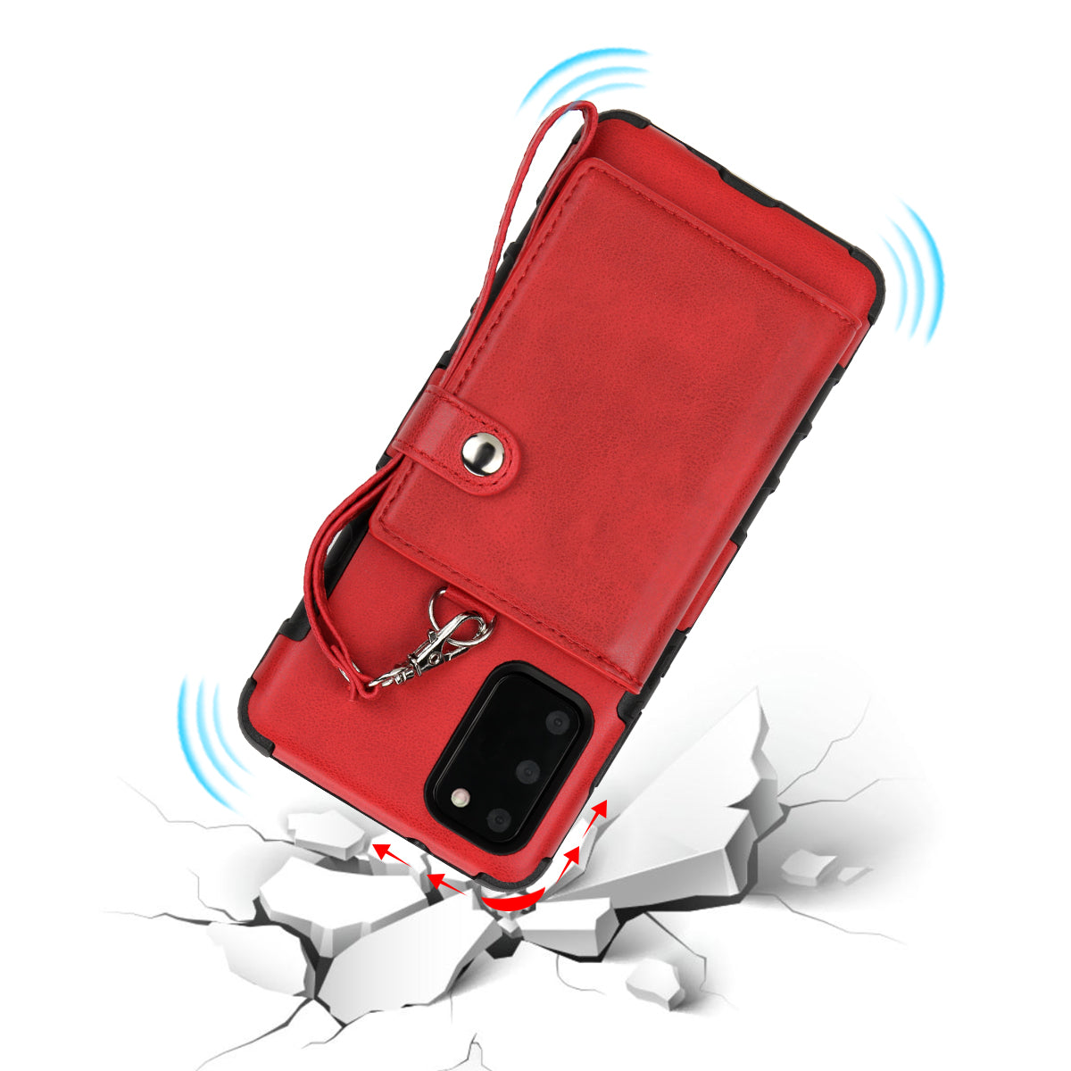 SHOUHUSHEN PU Leather Coated PC TPU Combo Shell for Samsung Galaxy S20 4G/S20 5G - Red