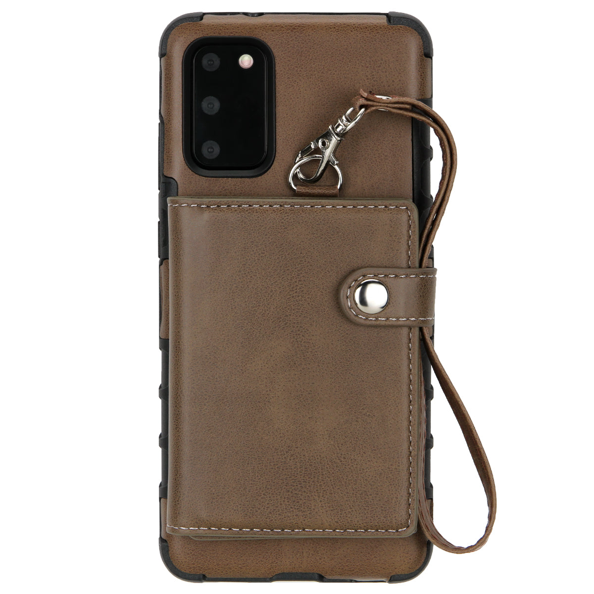 SHOUHUSHEN PU Leather Coated PC TPU Combo Shell for Samsung Galaxy S20 4G/S20 5G - Coffee