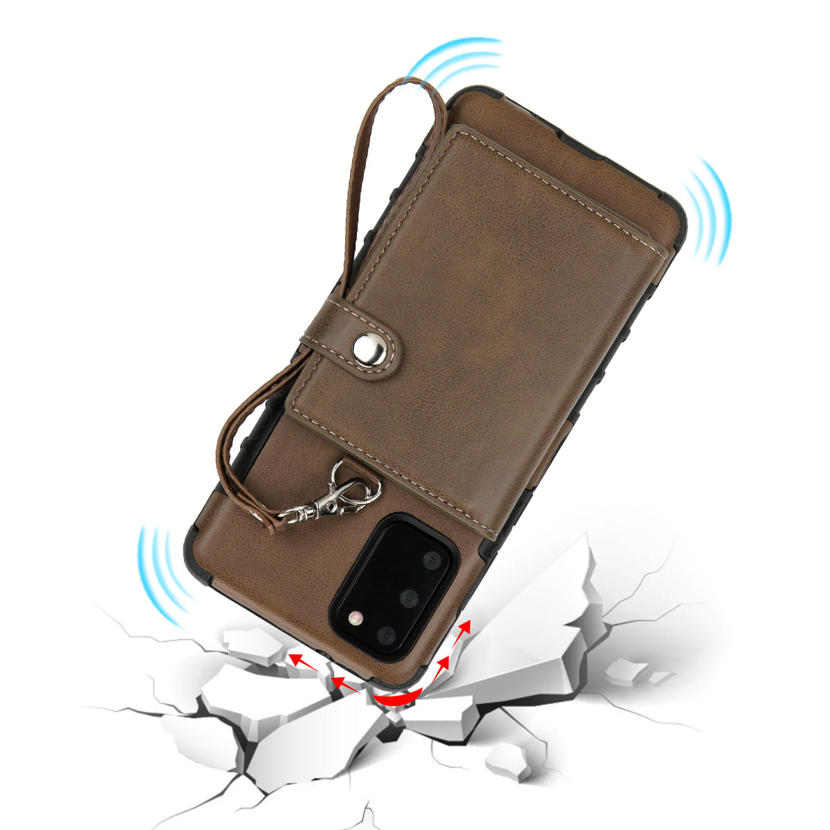 SHOUHUSHEN PU Leather Coated PC TPU Combo Shell for Samsung Galaxy S20 4G/S20 5G - Coffee