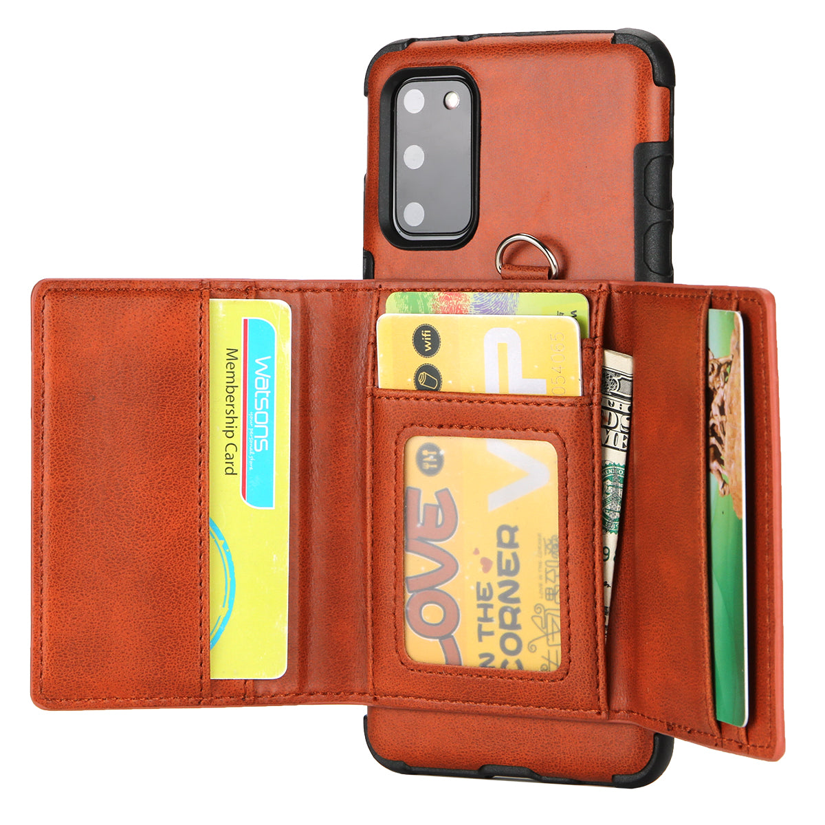 SHOUHUSHEN PU Leather Coated PC TPU Combo Shell for Samsung Galaxy S20 4G/S20 5G - Brown