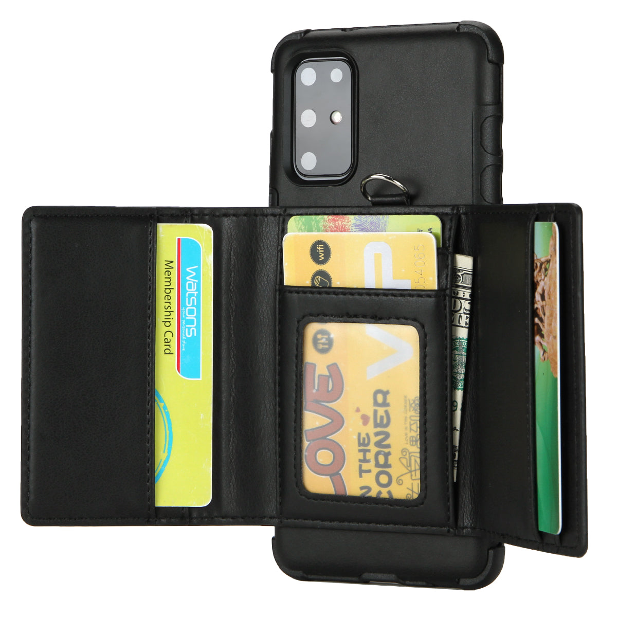 SHOUHUSHEN PU Leather Coated PC TPU Combo Case for Samsung Galaxy S20 Plus - Black