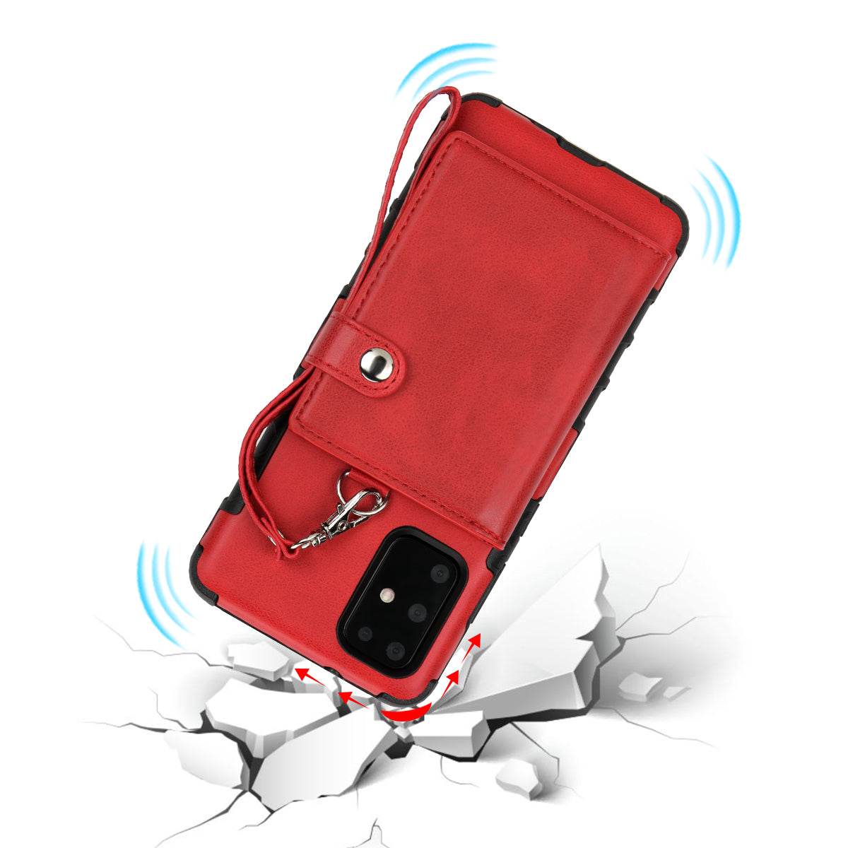 SHOUHUSHEN PU Leather Coated PC TPU Combo Case for Samsung Galaxy S20 Plus - Red