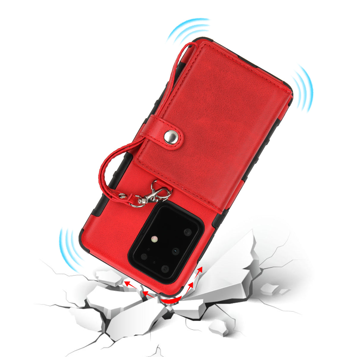 SHOUHUSHEN PU Leather Coated PC TPU Hybrid Case for Samsung Galaxy S20 Ultra - Red