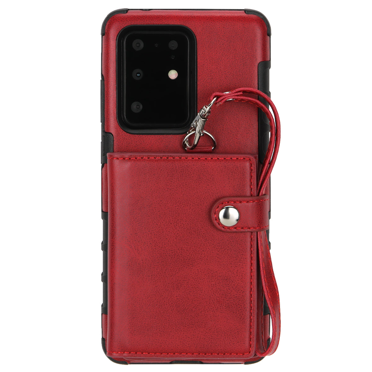 SHOUHUSHEN PU Leather Coated PC TPU Hybrid Case for Samsung Galaxy S20 Ultra - Wine Red