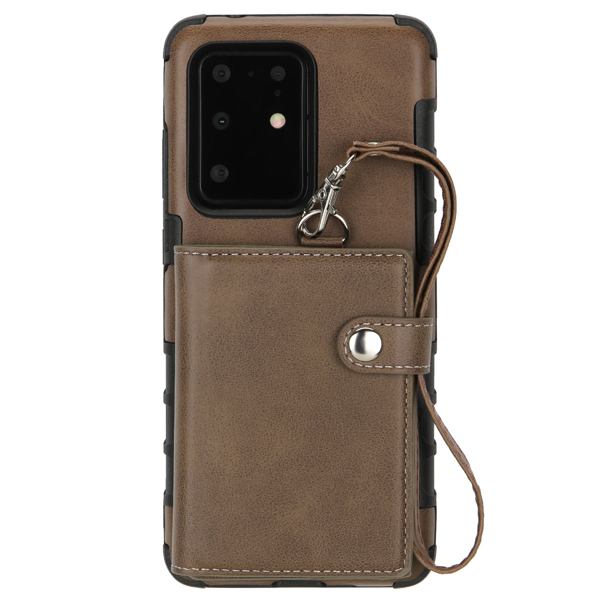 SHOUHUSHEN PU Leather Coated PC TPU Hybrid Case for Samsung Galaxy S20 Ultra - Coffee