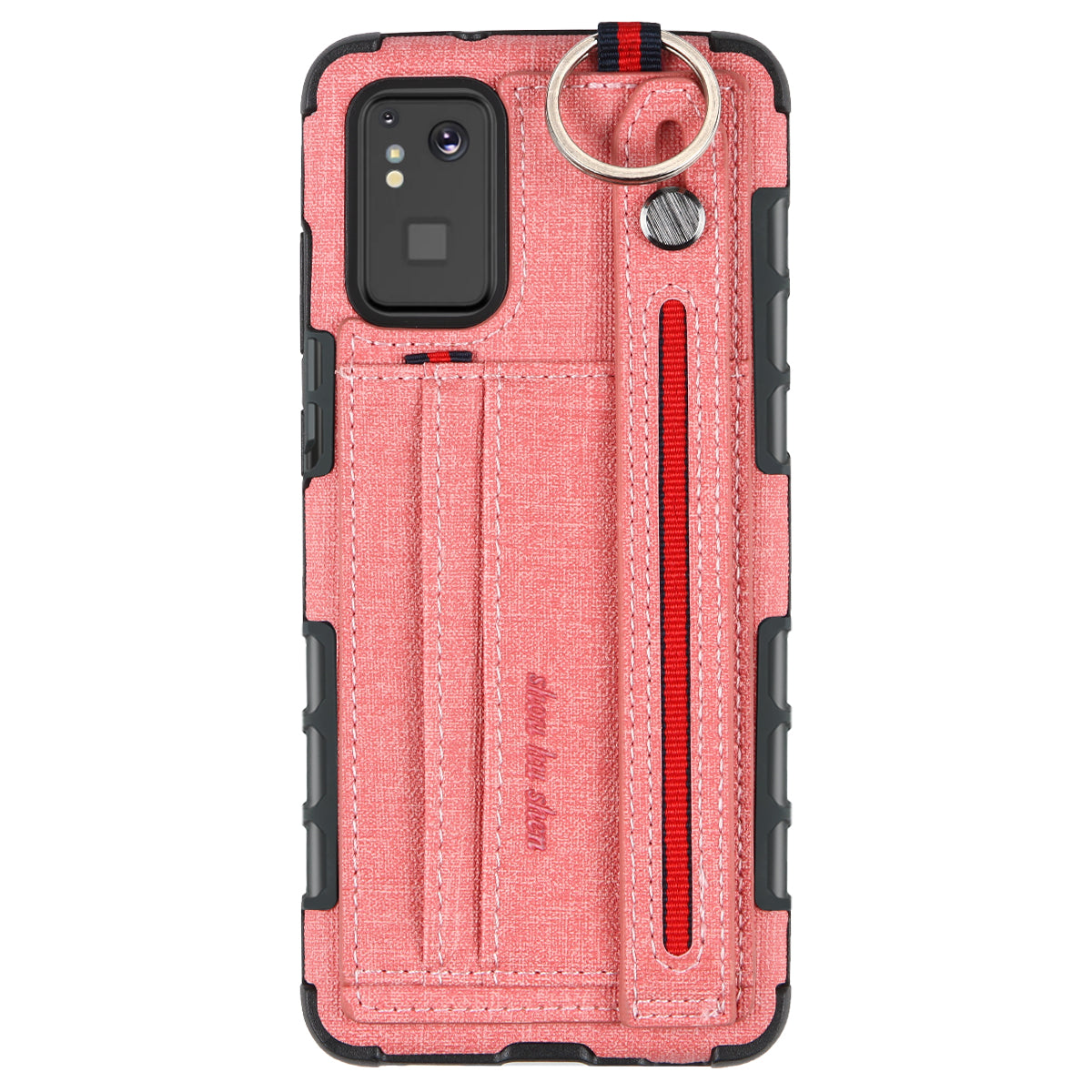 SHOUHUSHEN Cloth Coated Hybrid Case with Card Slot for Samsung Galaxy S20 Plus - Pink