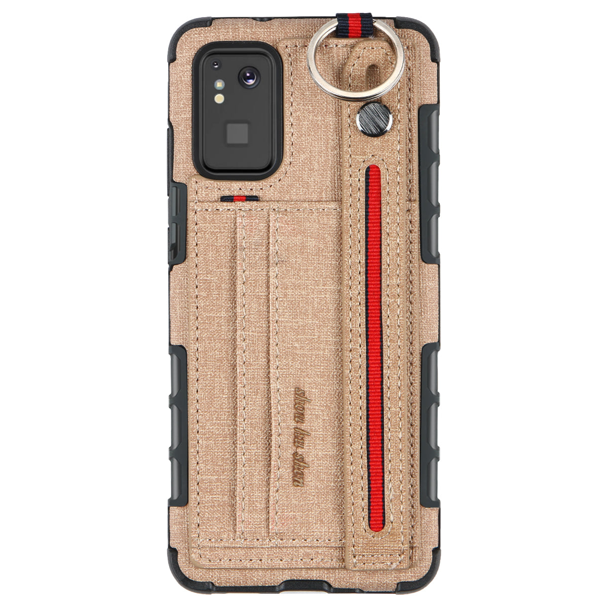 SHOUHUSHEN Cloth Coated Hybrid Case with Card Slot for Samsung Galaxy S20 Plus - Khaki