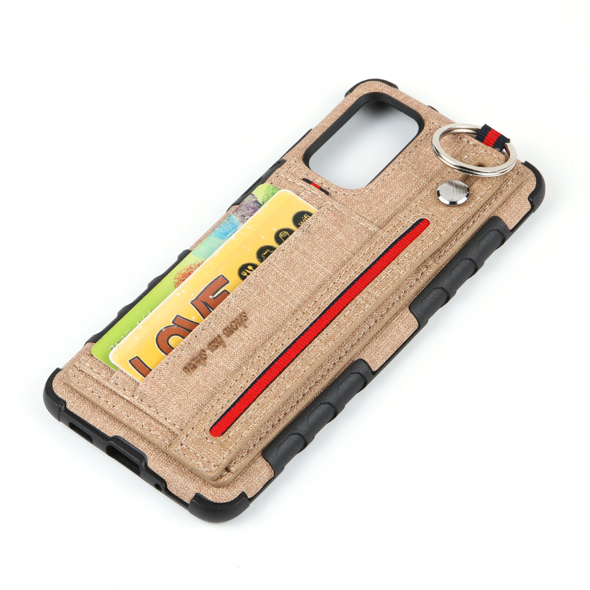 SHOUHUSHEN Cloth Coated Hybrid Case with Card Slot for Samsung Galaxy S20 Plus - Khaki