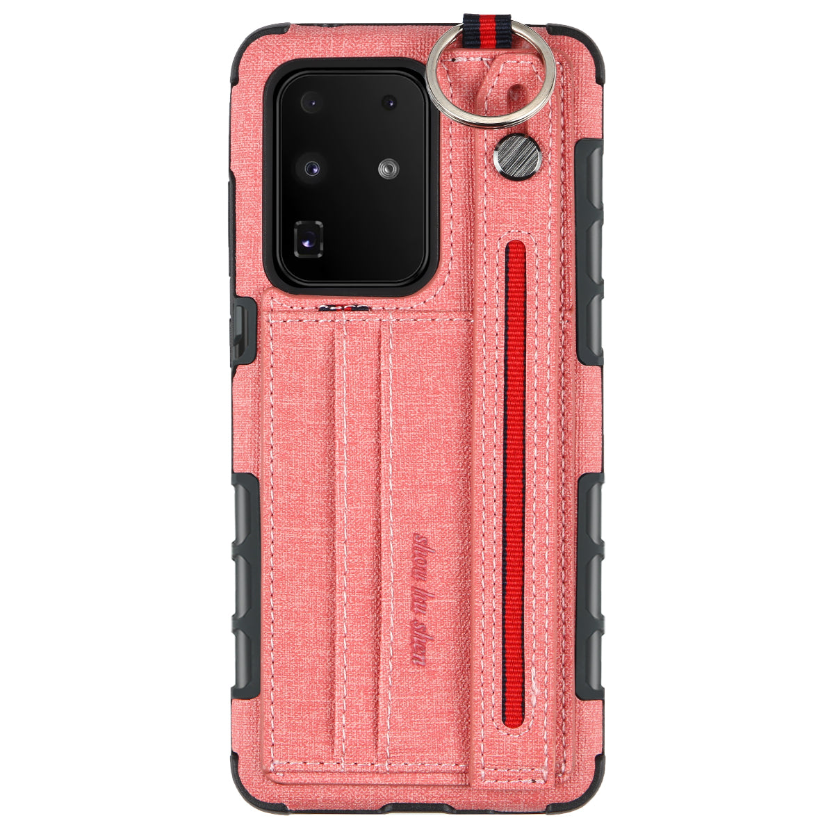 SHOUHUSHEN Cloth Coated Hybrid Shell with Card Slot for Samsung Galaxy S20 Ultra - Pink