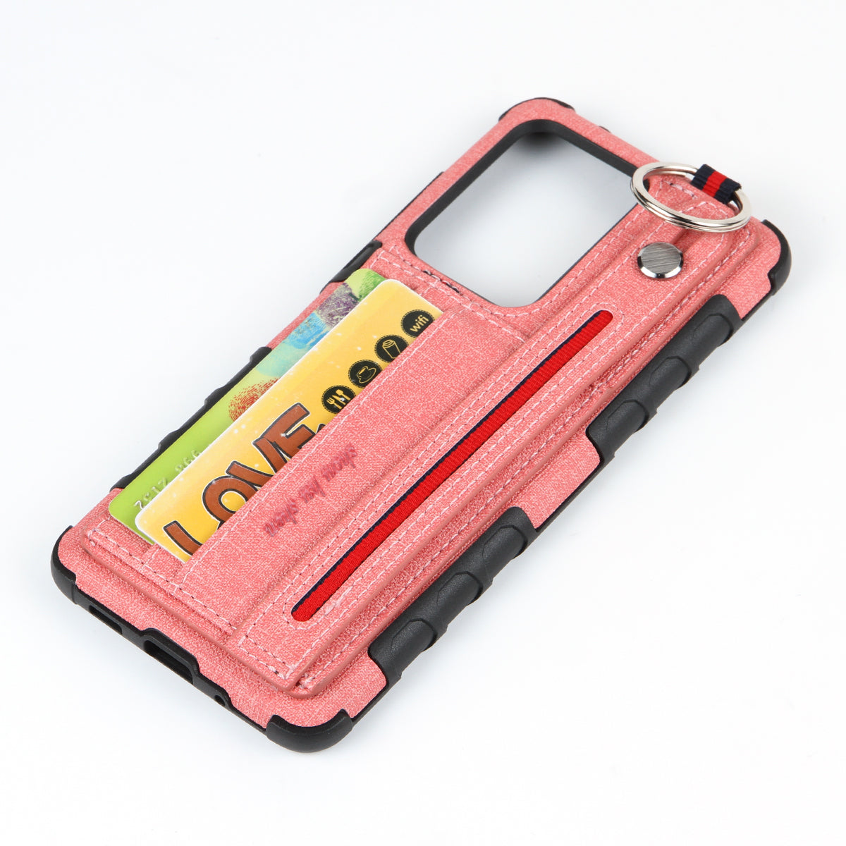 SHOUHUSHEN Cloth Coated Hybrid Shell with Card Slot for Samsung Galaxy S20 Ultra - Pink