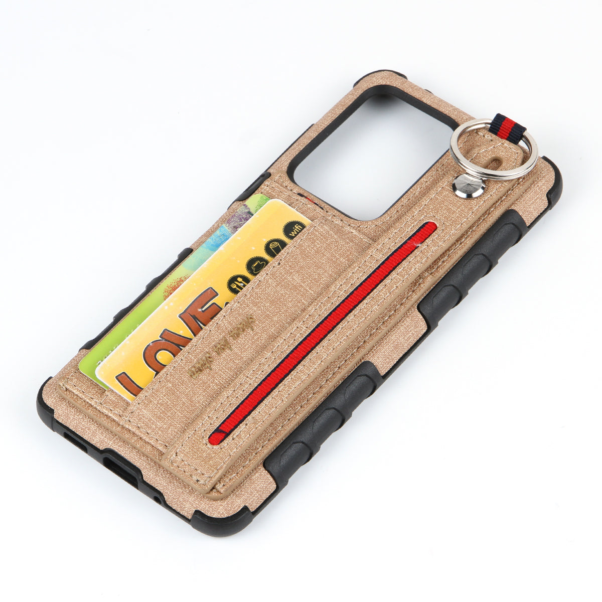 SHOUHUSHEN Cloth Coated Hybrid Shell with Card Slot for Samsung Galaxy S20 Ultra - Khaki