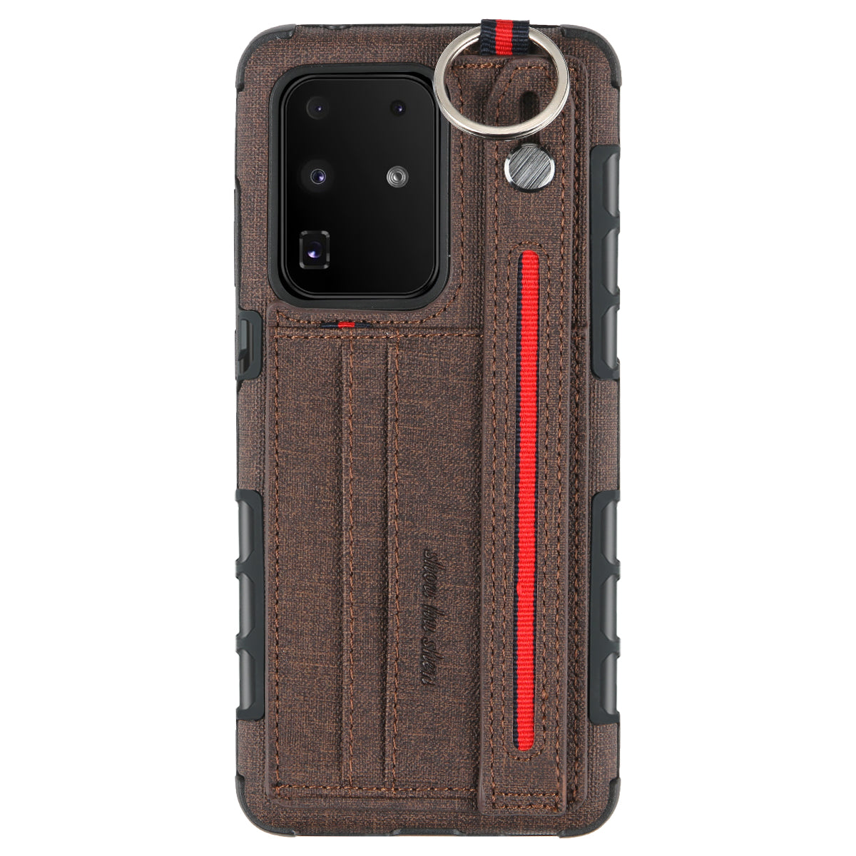 SHOUHUSHEN Cloth Coated Hybrid Shell with Card Slot for Samsung Galaxy S20 Ultra - Brown