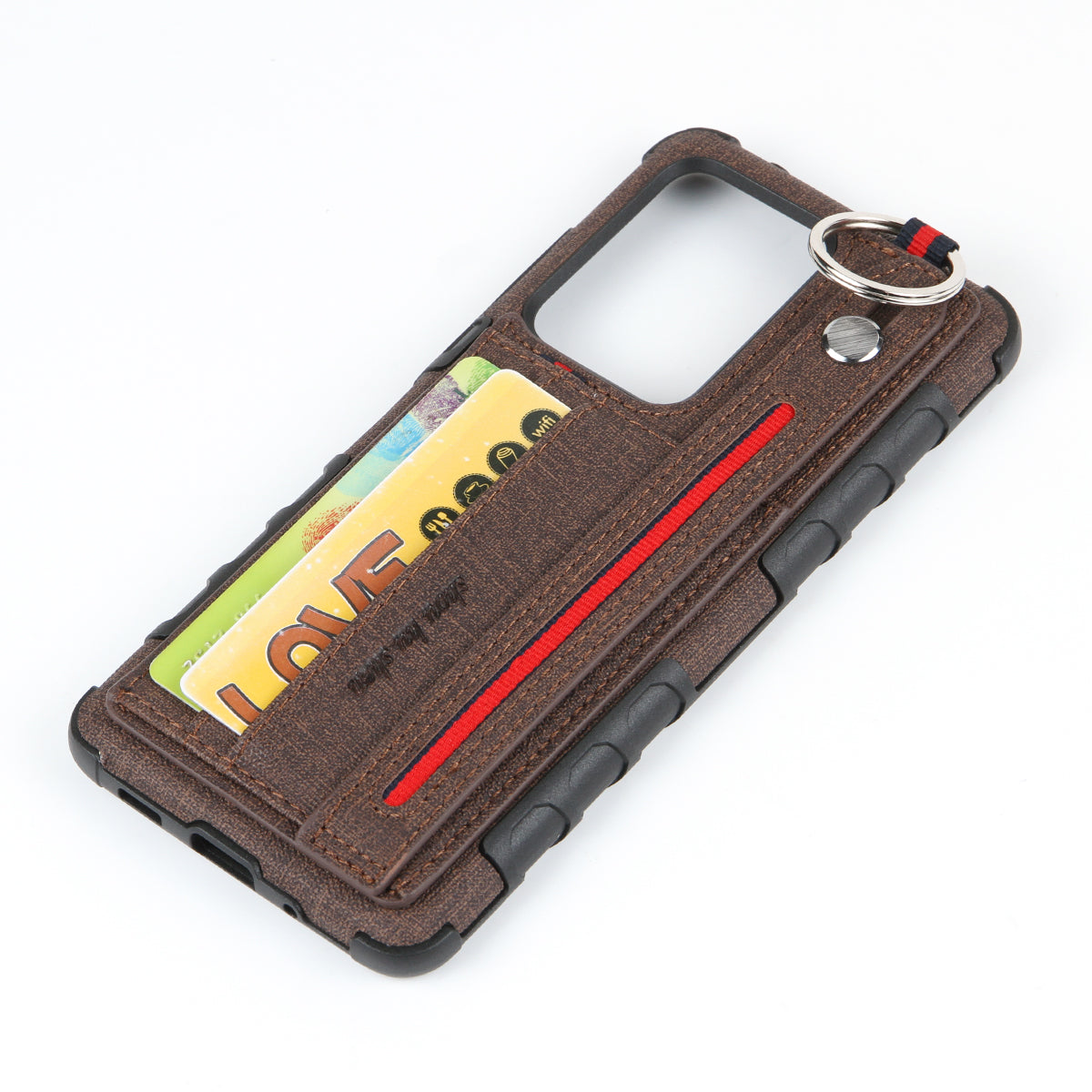 SHOUHUSHEN Cloth Coated Hybrid Shell with Card Slot for Samsung Galaxy S20 Ultra - Brown