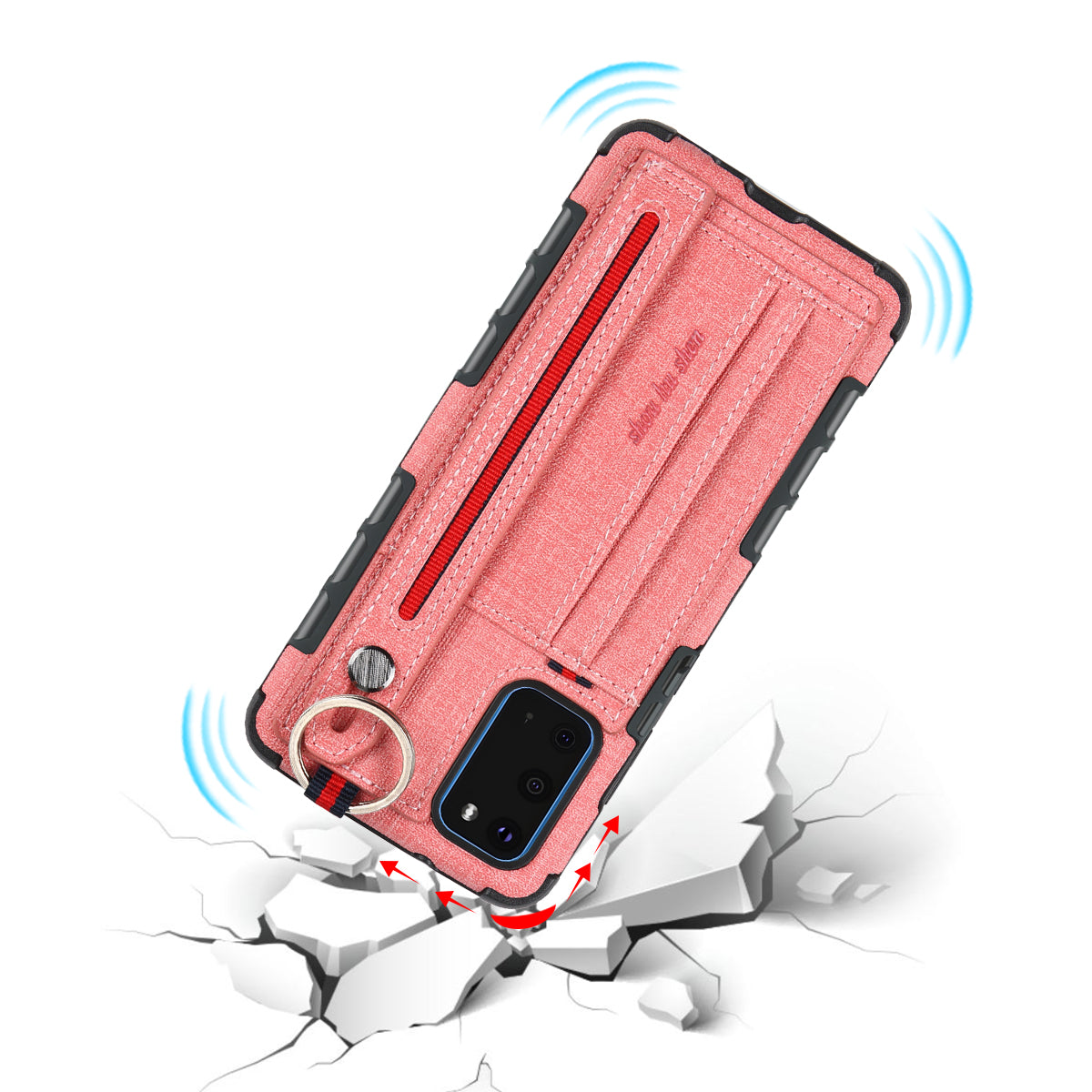 SHOUHUSHEN Cloth Coated Combo Case with Card Slot for Samsung Galaxy S20 4G/S20 5G - Pink